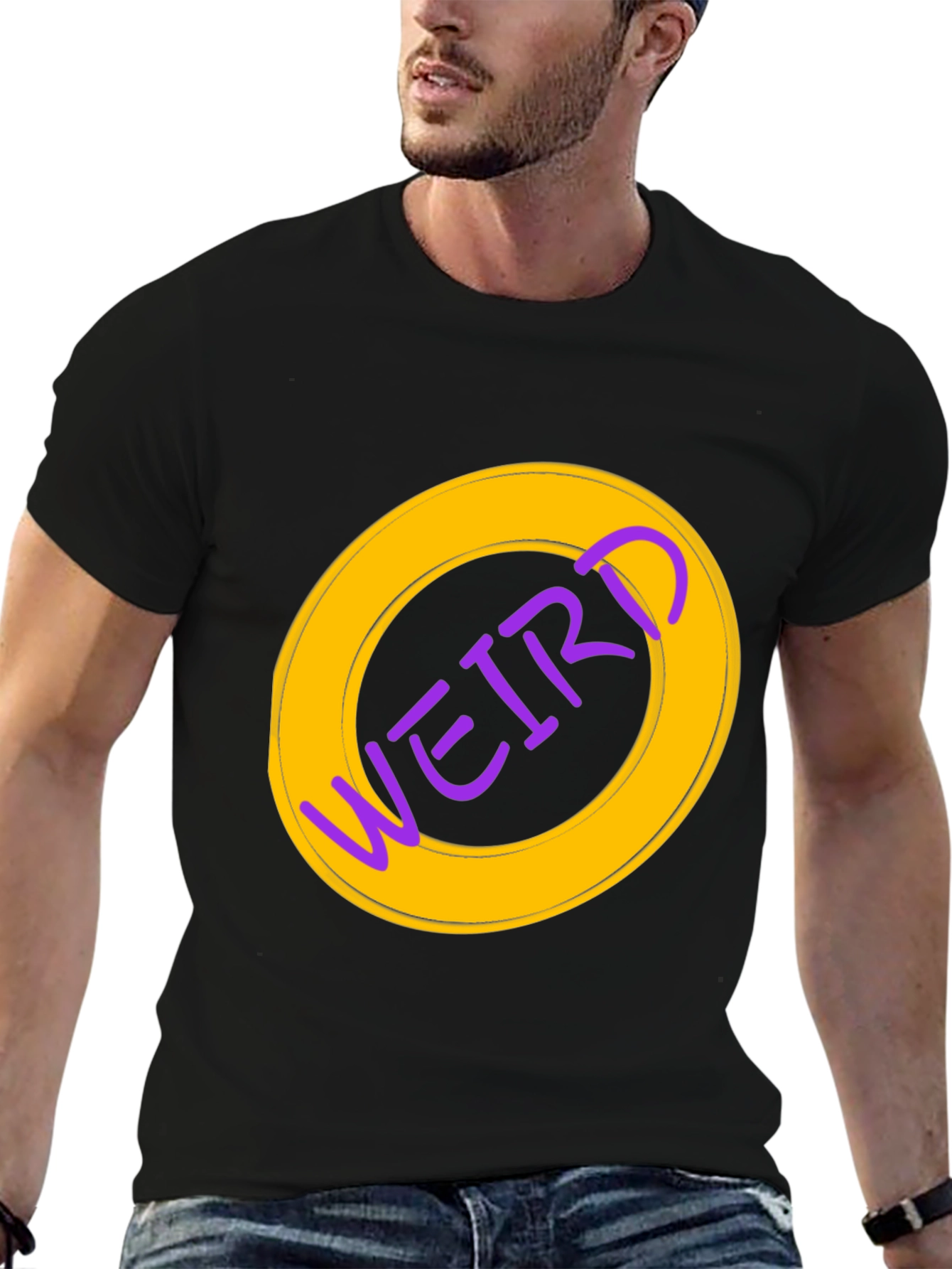 Black Weird Graphic Tee - Black Cotton Casual Shirt view 6