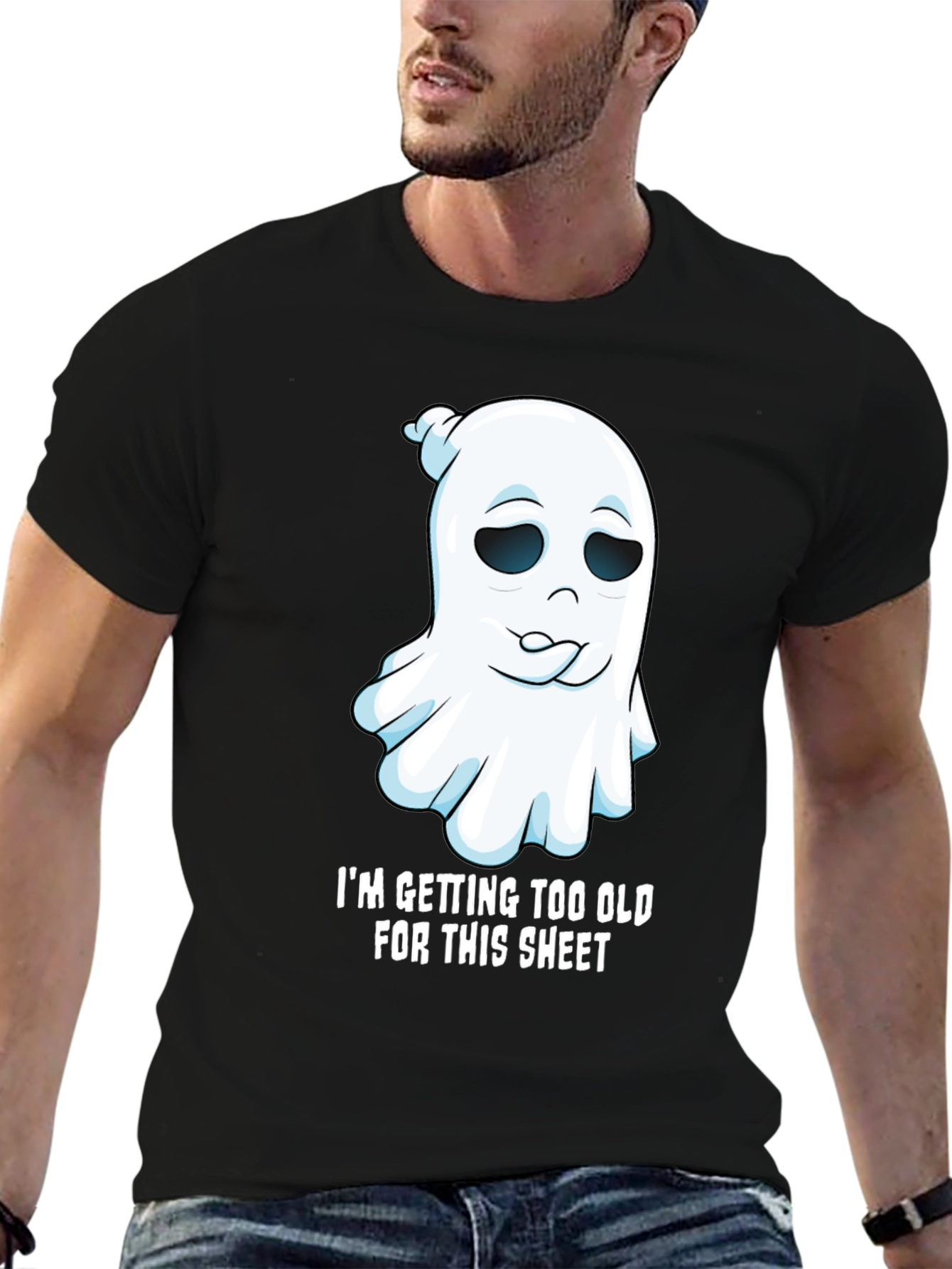 Black Funny Ghost Graphic Tee - I'm Getting Too Old view 6