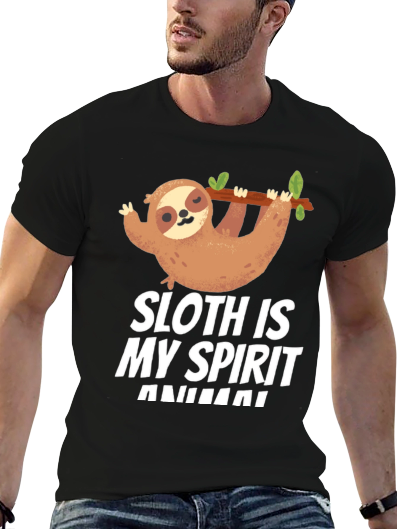 Black Sloth Spirit Animal T-Shirt Funny Cute Graphic Tee view 6