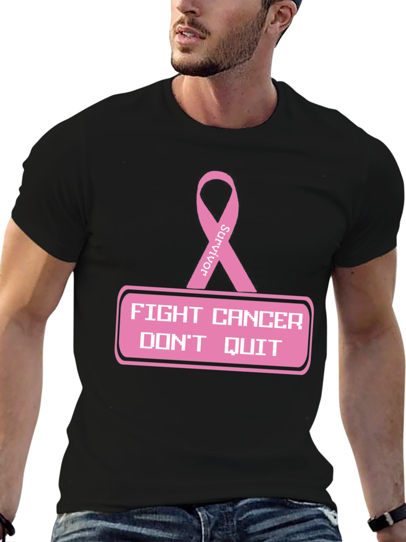 Black Fight Cancer T-Shirt view 6