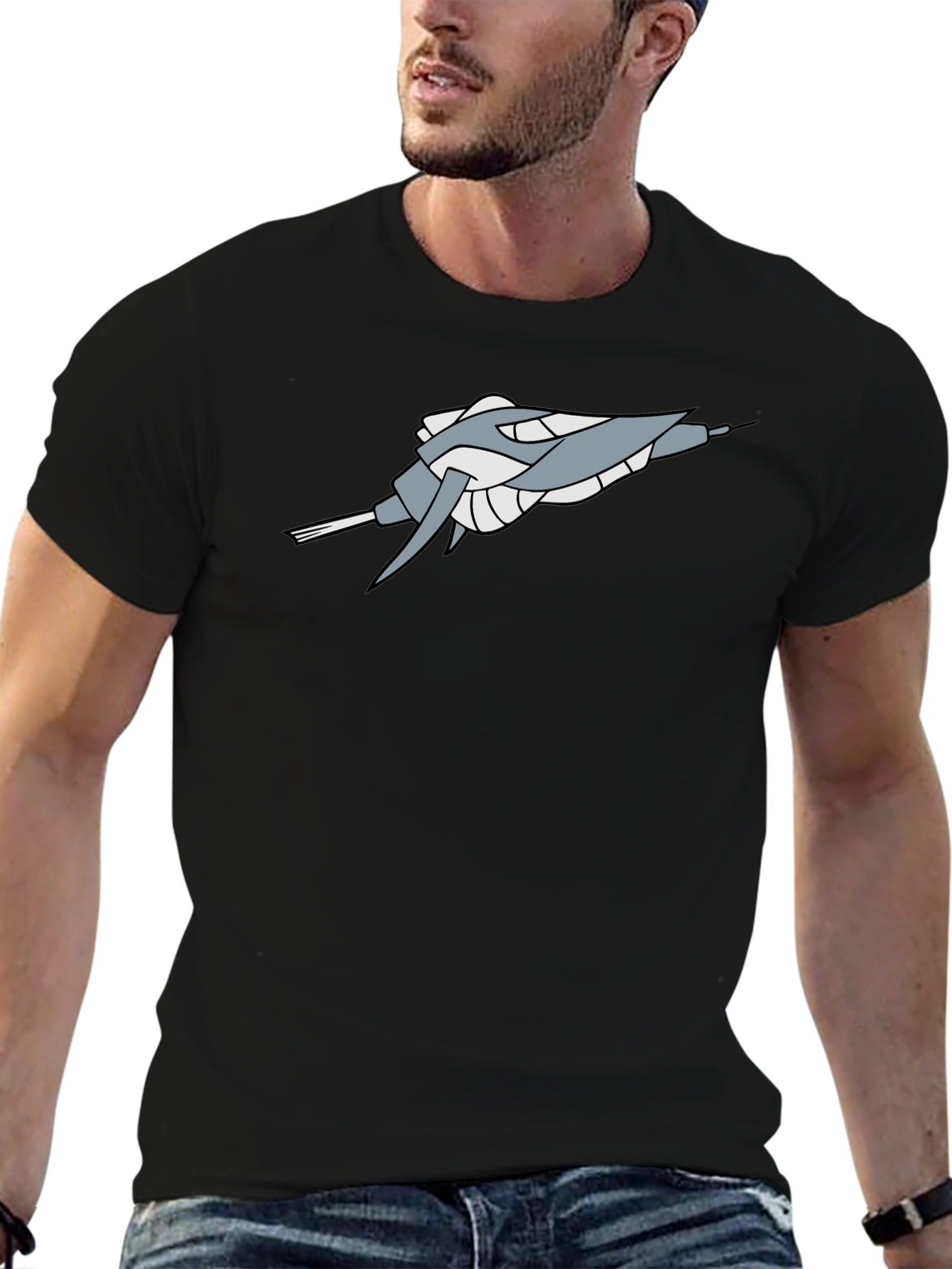 Black Sci-Fi Spaceship Graphic Black Tee - Stylish Geek Chic view 6