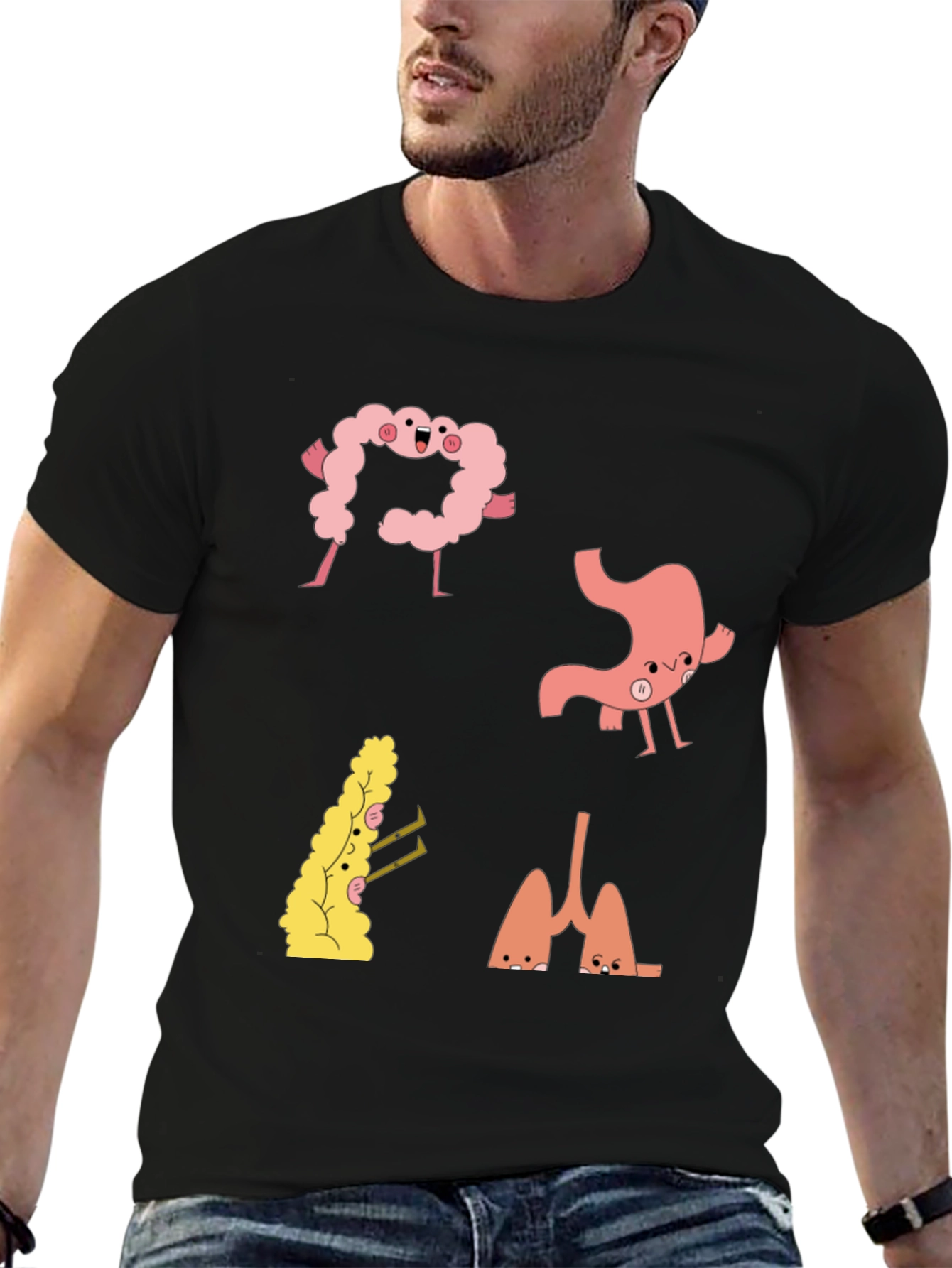 Black Anatomical Humor Tee - Funny Organ T-Shirt view 6