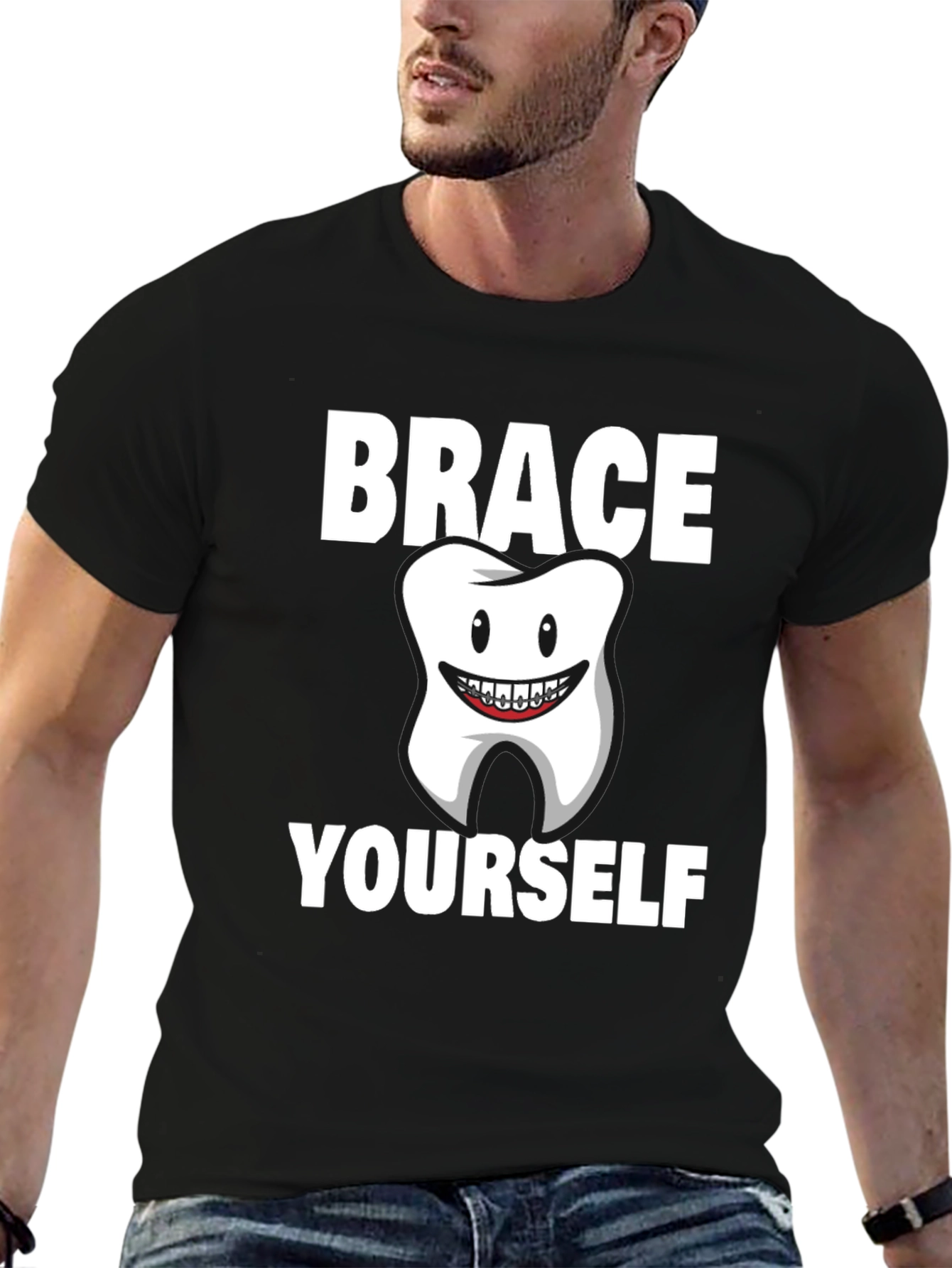 Black Brace Yourself Dental T-Shirt view 6