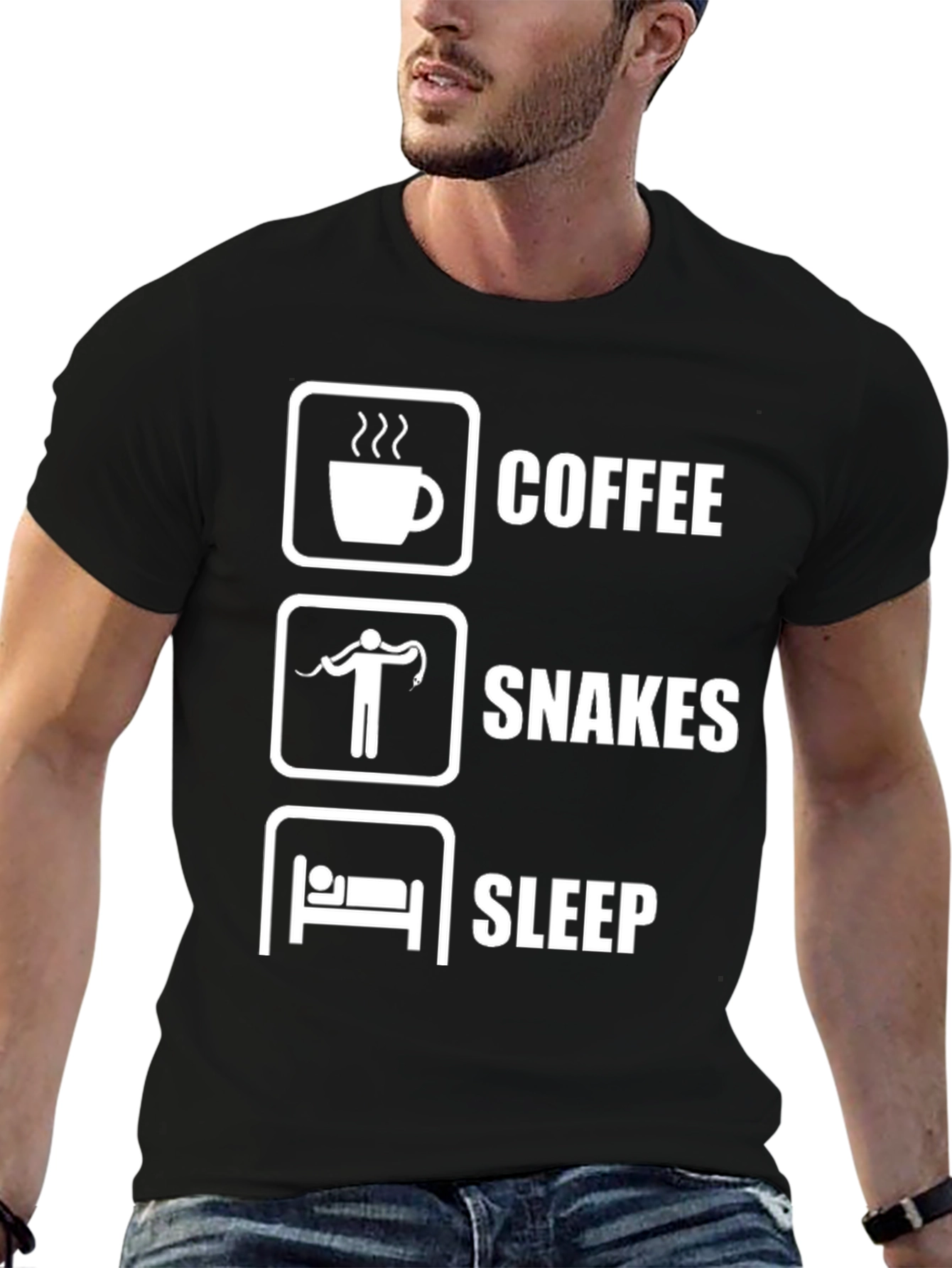 Black Coffee, Snakes, Sleep T-Shirt view 6