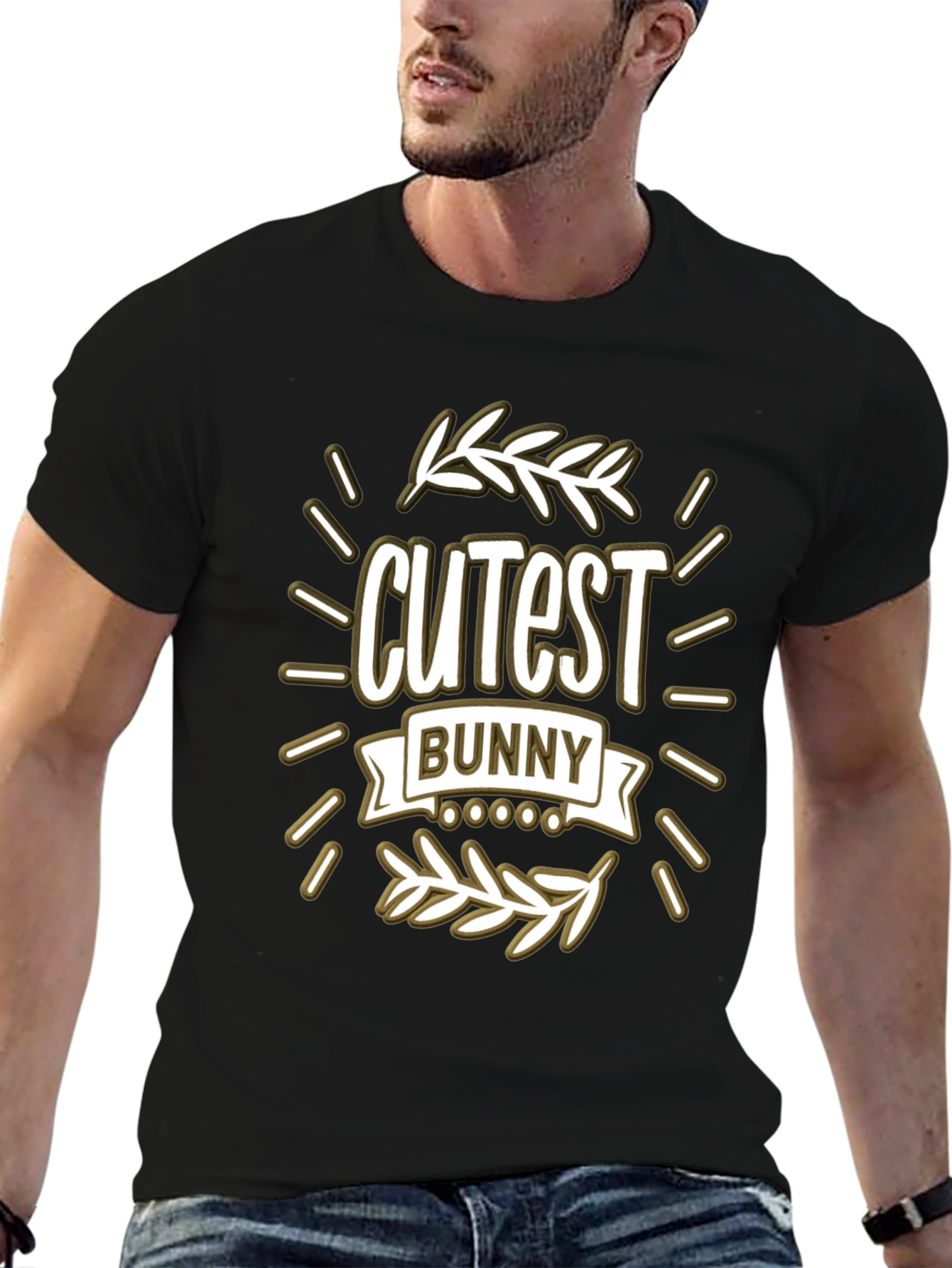 Black Cutest Bunny Graphic T-Shirt - Black view 6