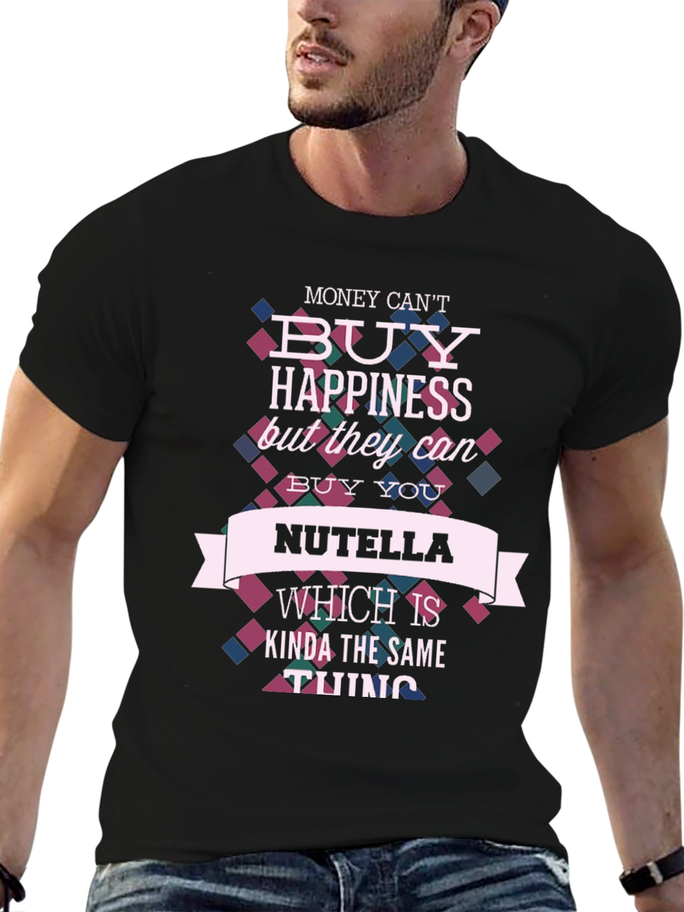 Black Nutella Happiness T-Shirt - Funny Novelty Tee view 6