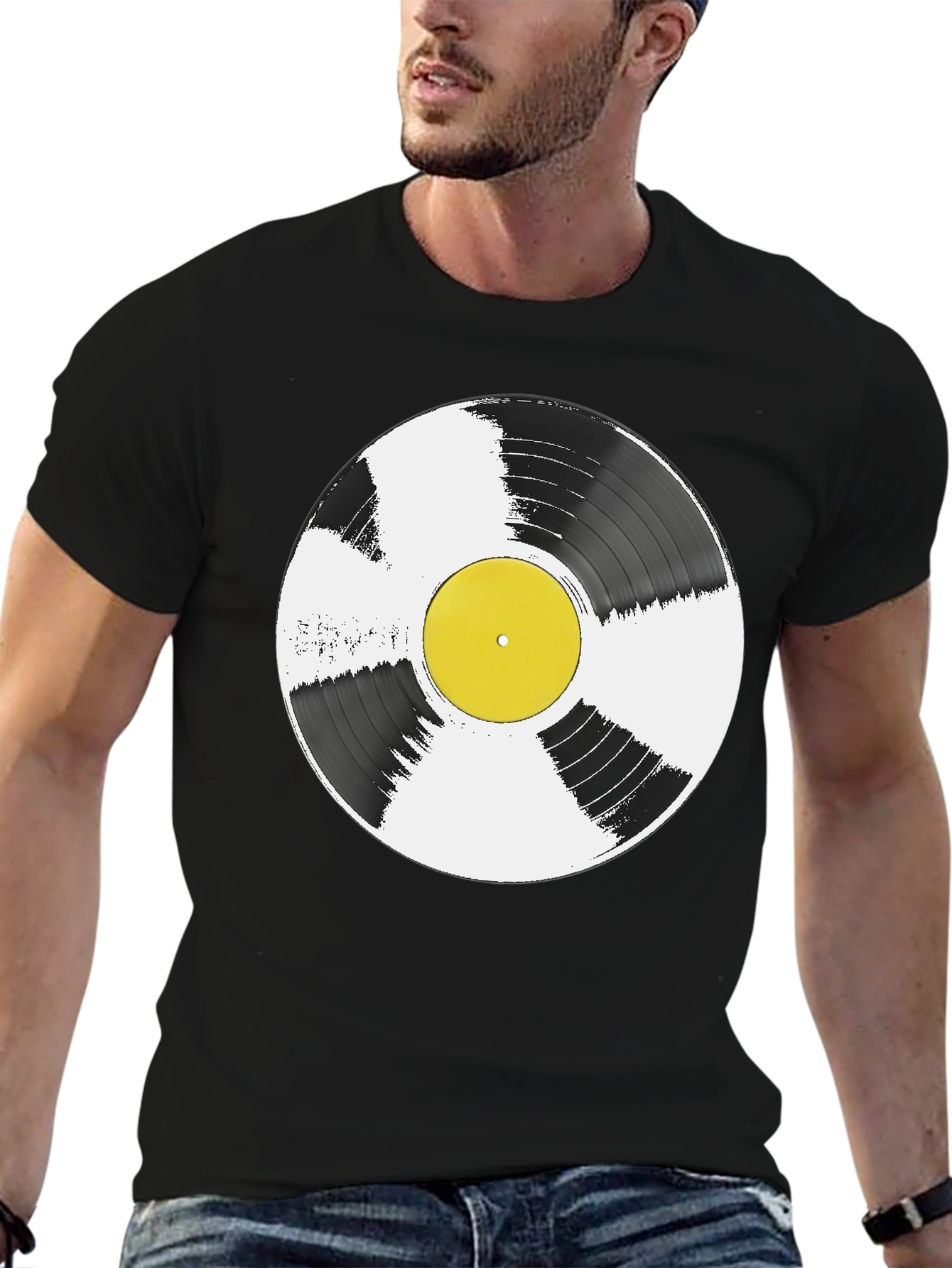 Black Vinyl Record Graphic T-Shirt - Music Lover Tee view 6