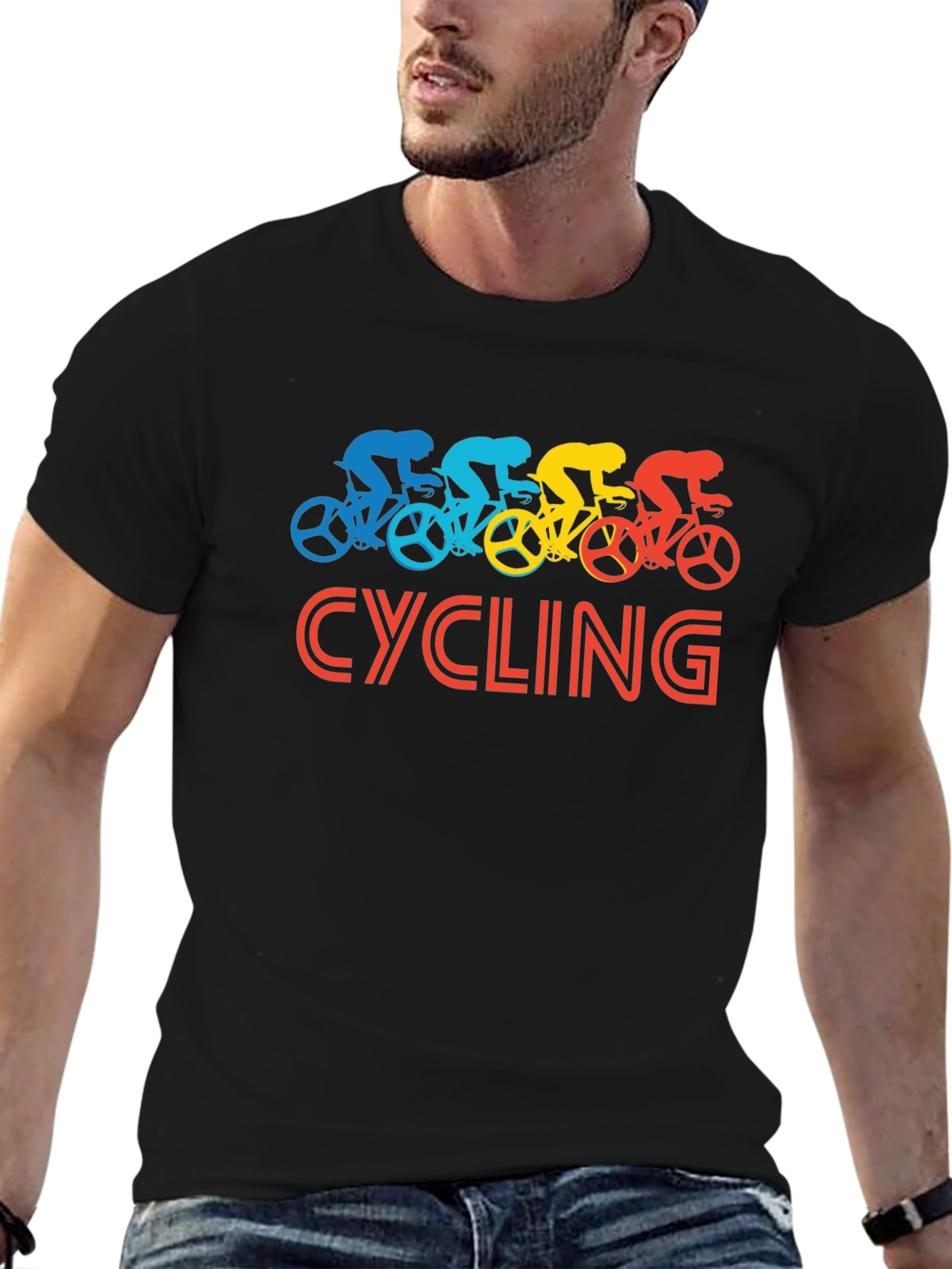 Black Cycling Retro T-Shirt view 6