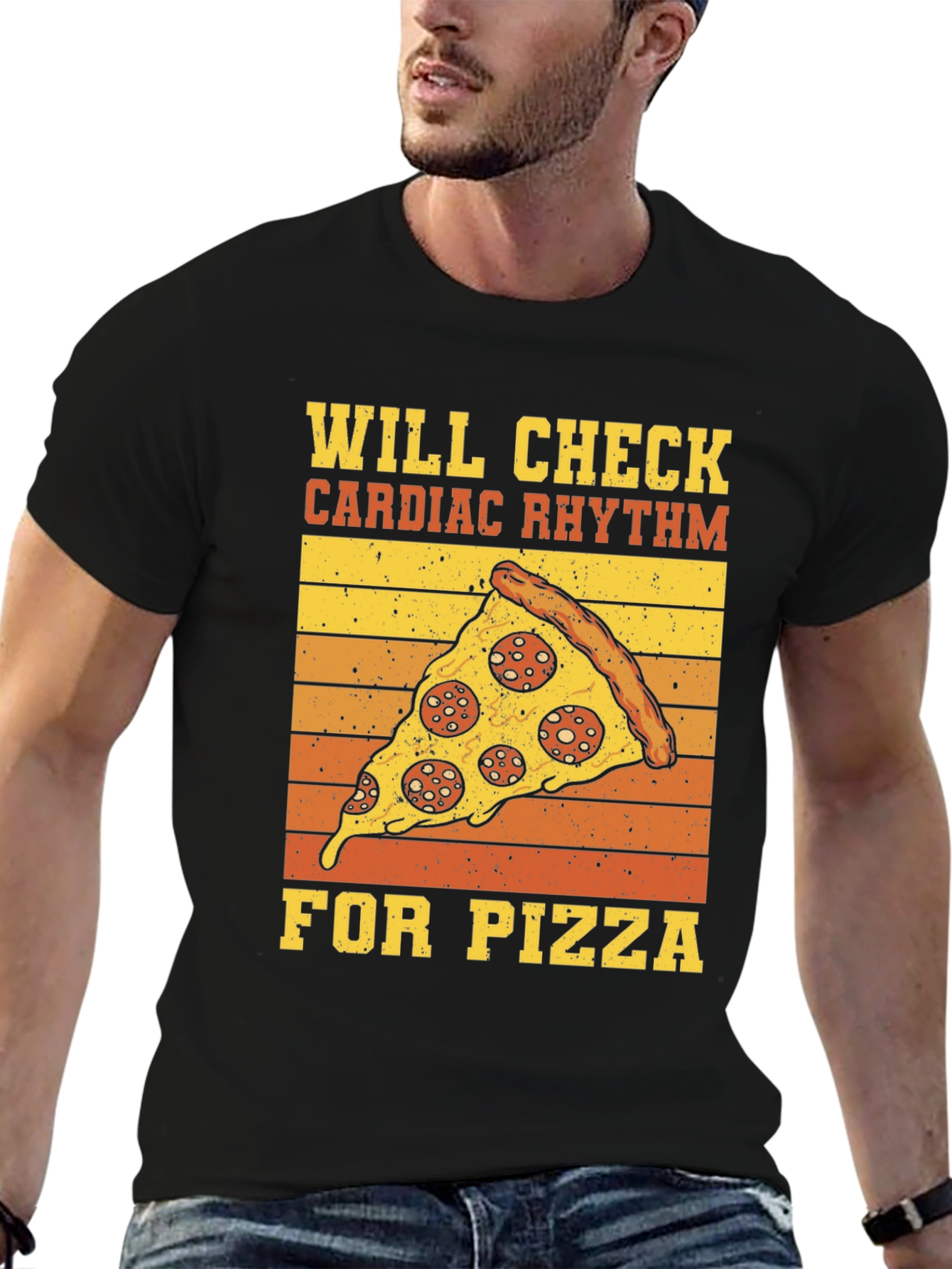 Black Will Check Cardiac Rhythm For Pizza T-Shirt view 6
