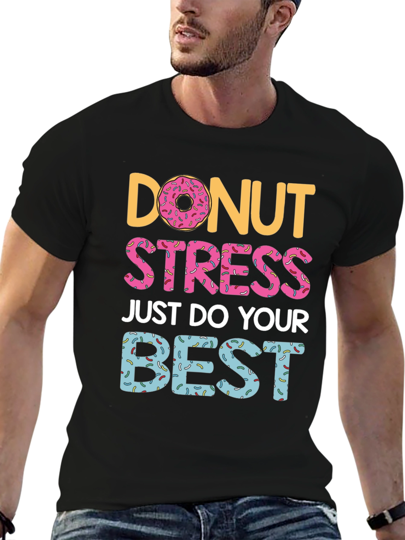 Black Donut Stress T-Shirt - Do Your Best Graphic Tee view 6