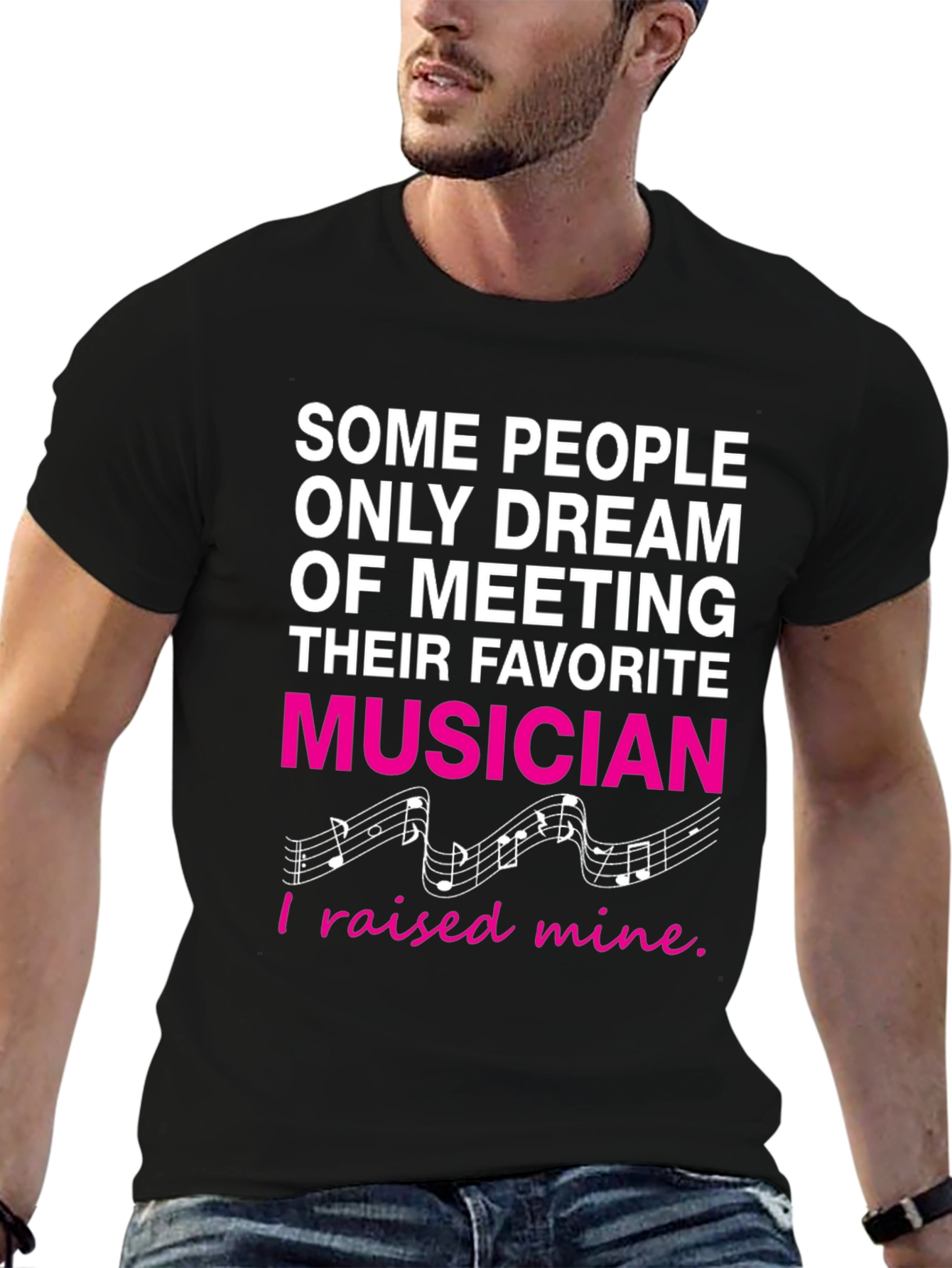 Black Proud Parent Musician Graphic T-Shirt view 6