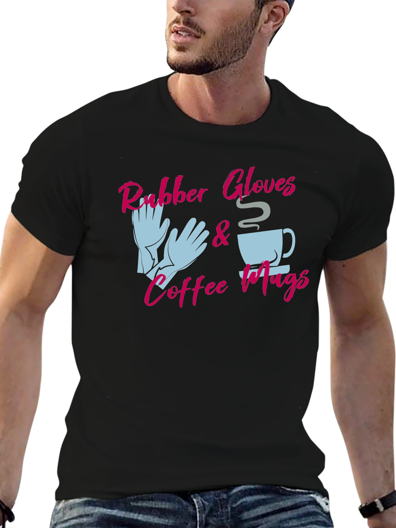 Black Rubber Gloves & Coffee Mugs Graphic Tee view 6