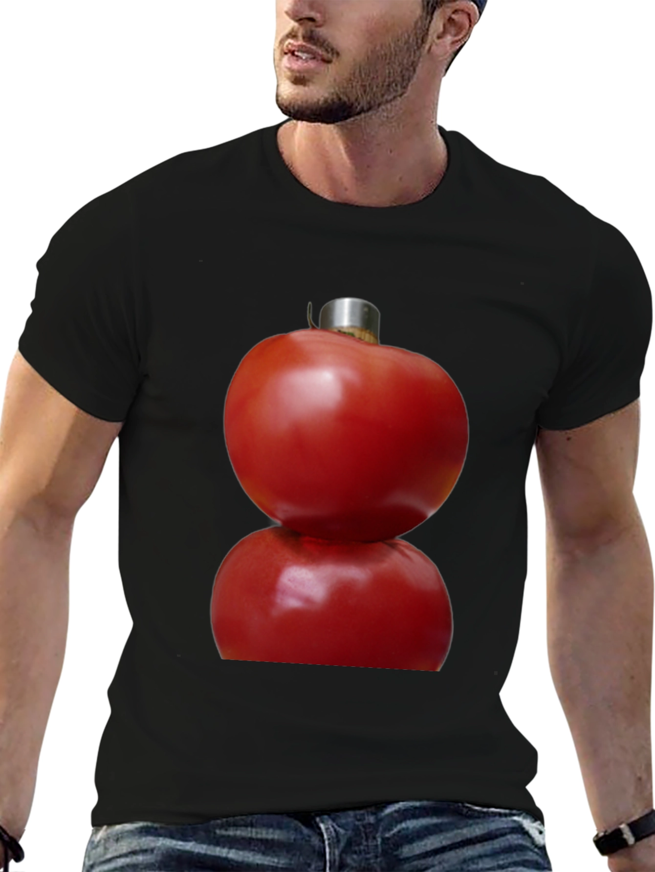Black Tomato Ornament T-Shirt - Novelty Graphic Tee view 6