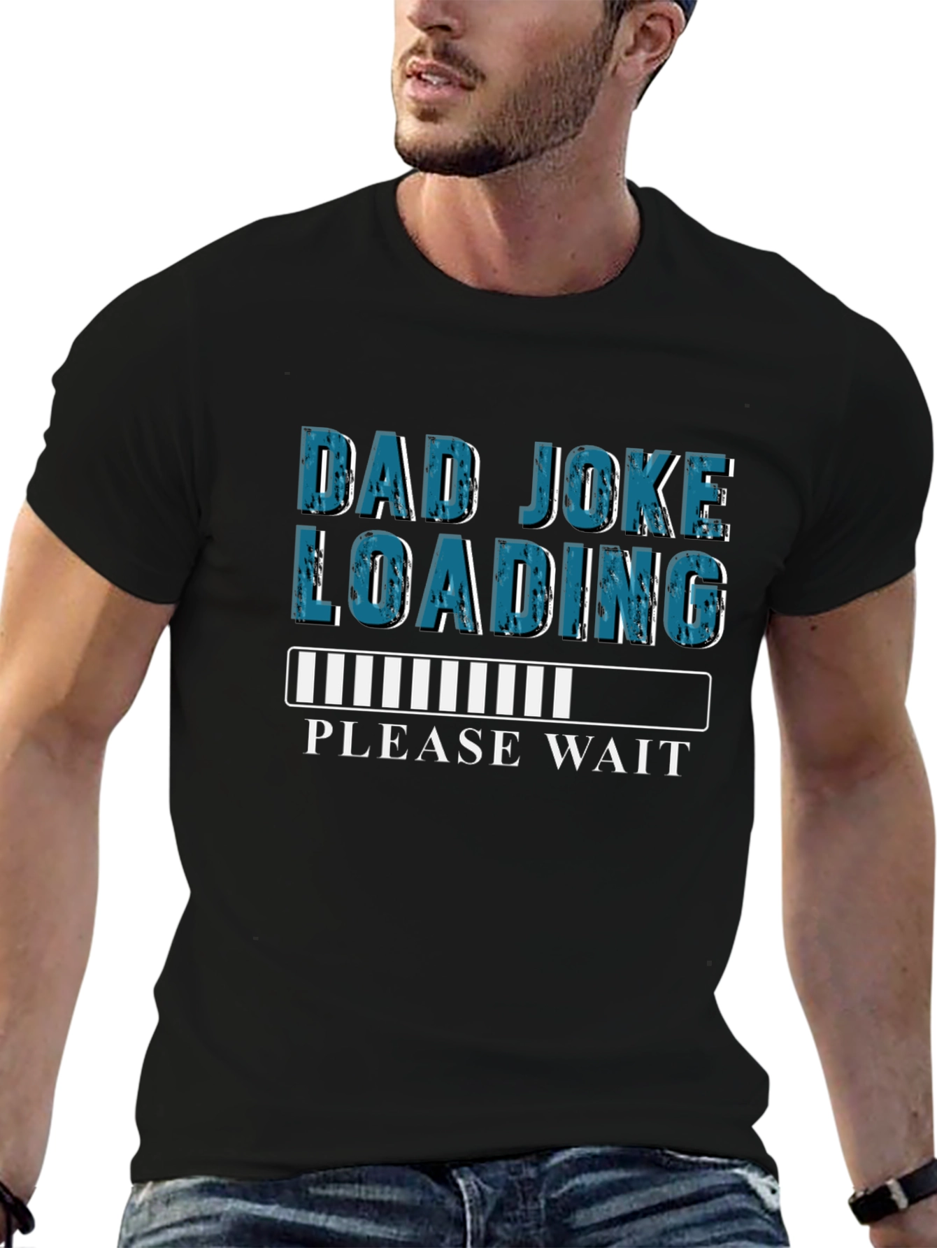 Black Dad Joke Loading T-Shirt - Humorous Novelty Tee view 6