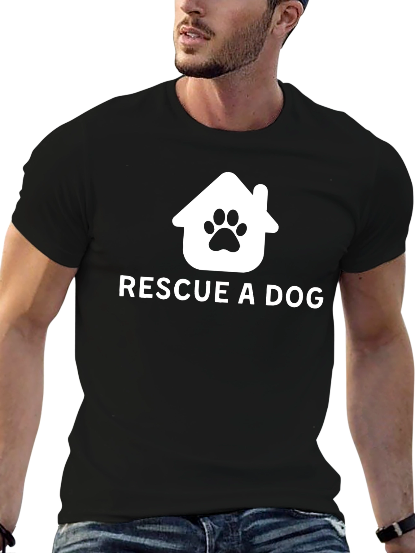 Black Rescue A Dog T-Shirt | Animal Lover Tee view 6
