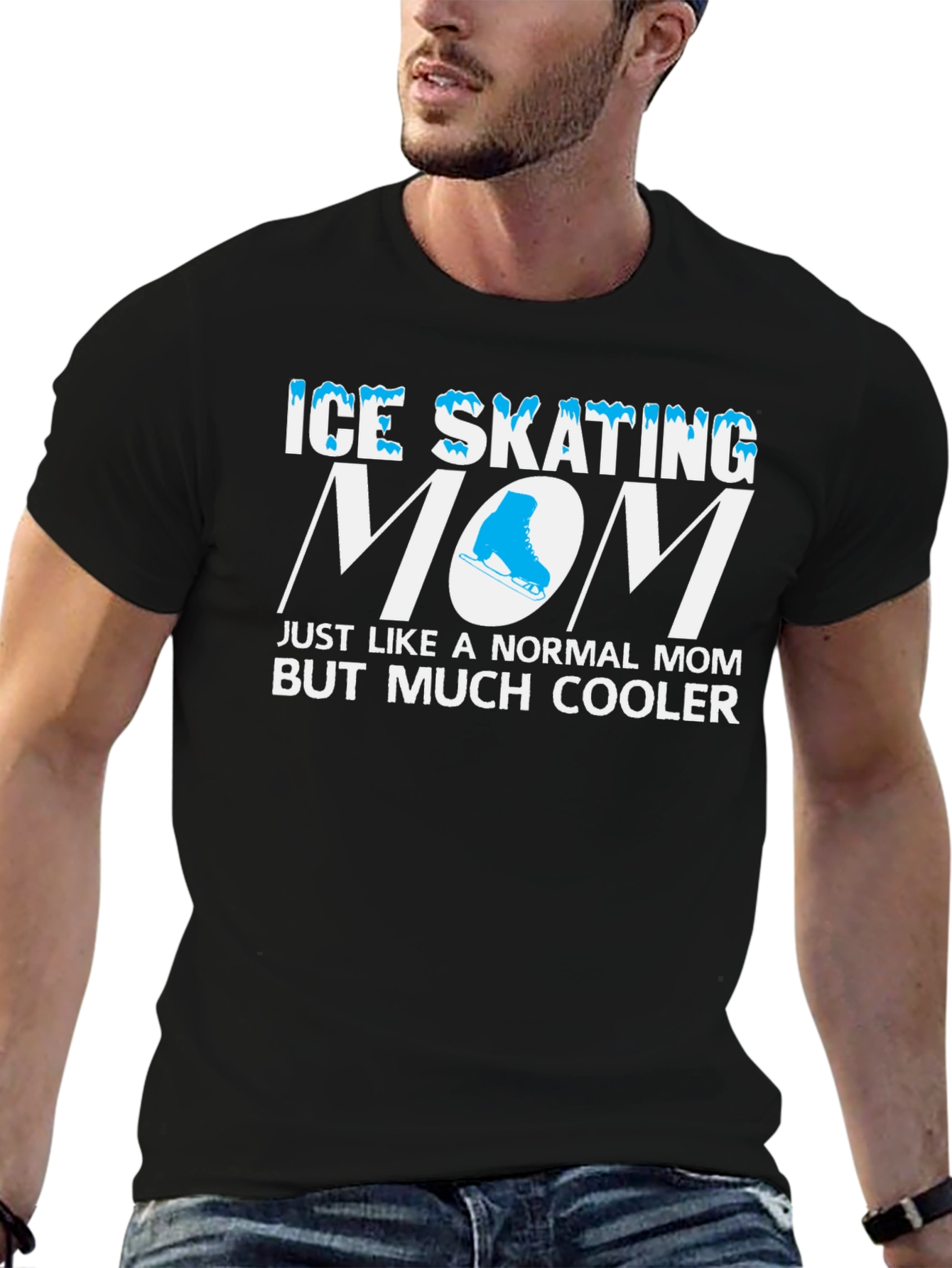 Black Ice Skating Mom T-Shirt - Cool Mother's Day Gift view 6