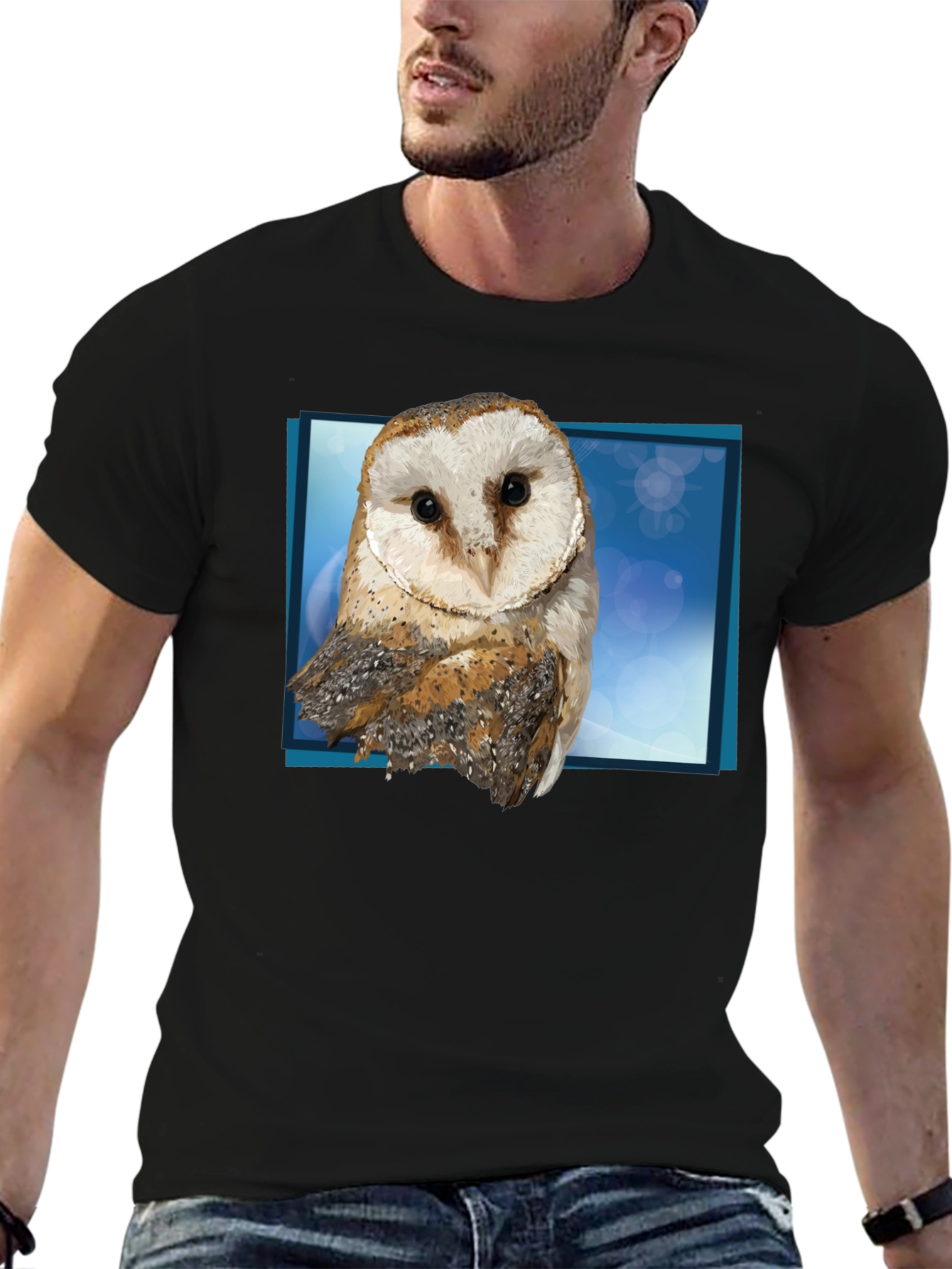 Black Barn Owl Graphic Tee - Men's Black T-Shirt view 6