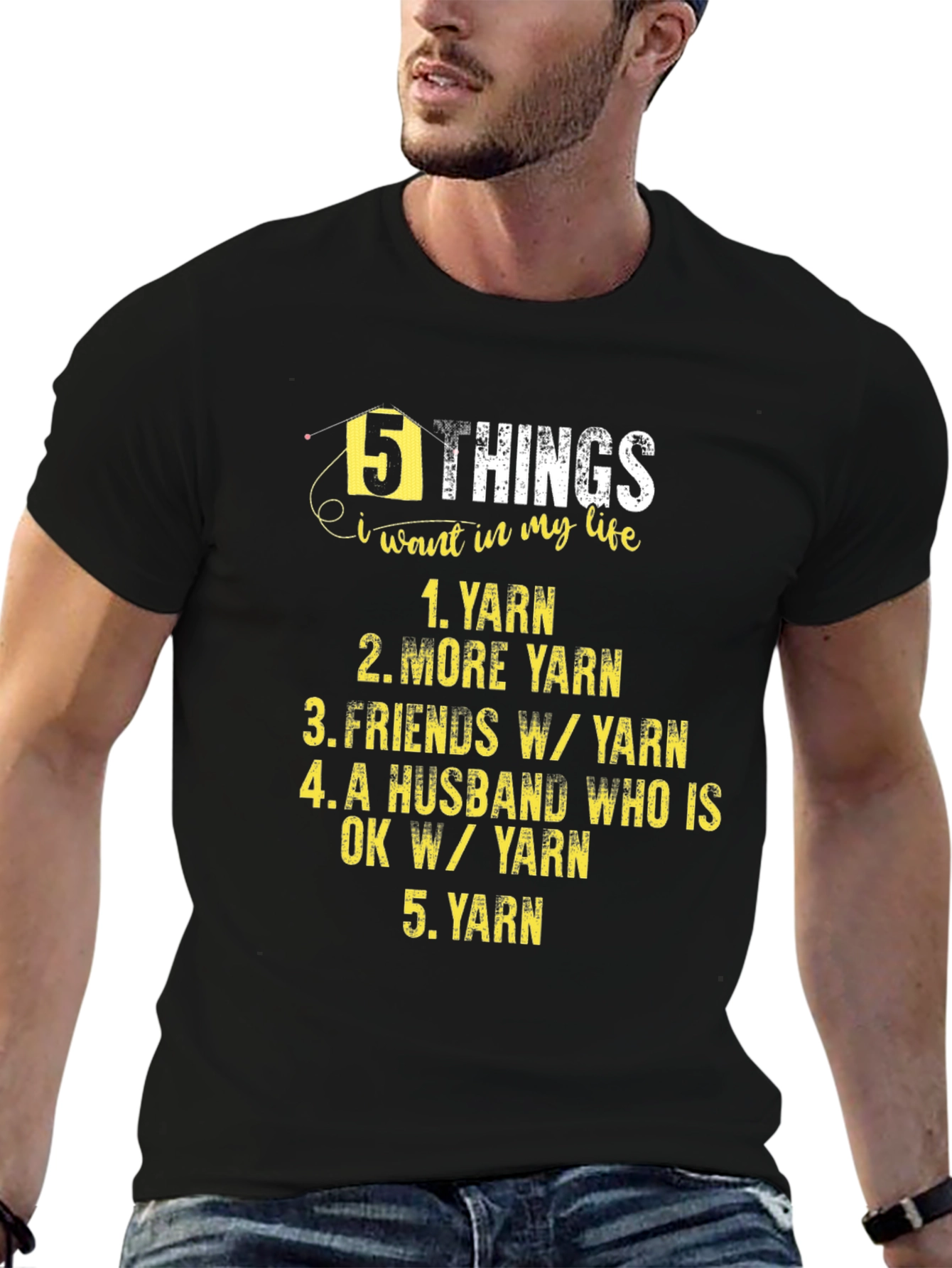 Black Yarn Lover T-Shirt - 5 Things I Want In My Life view 6