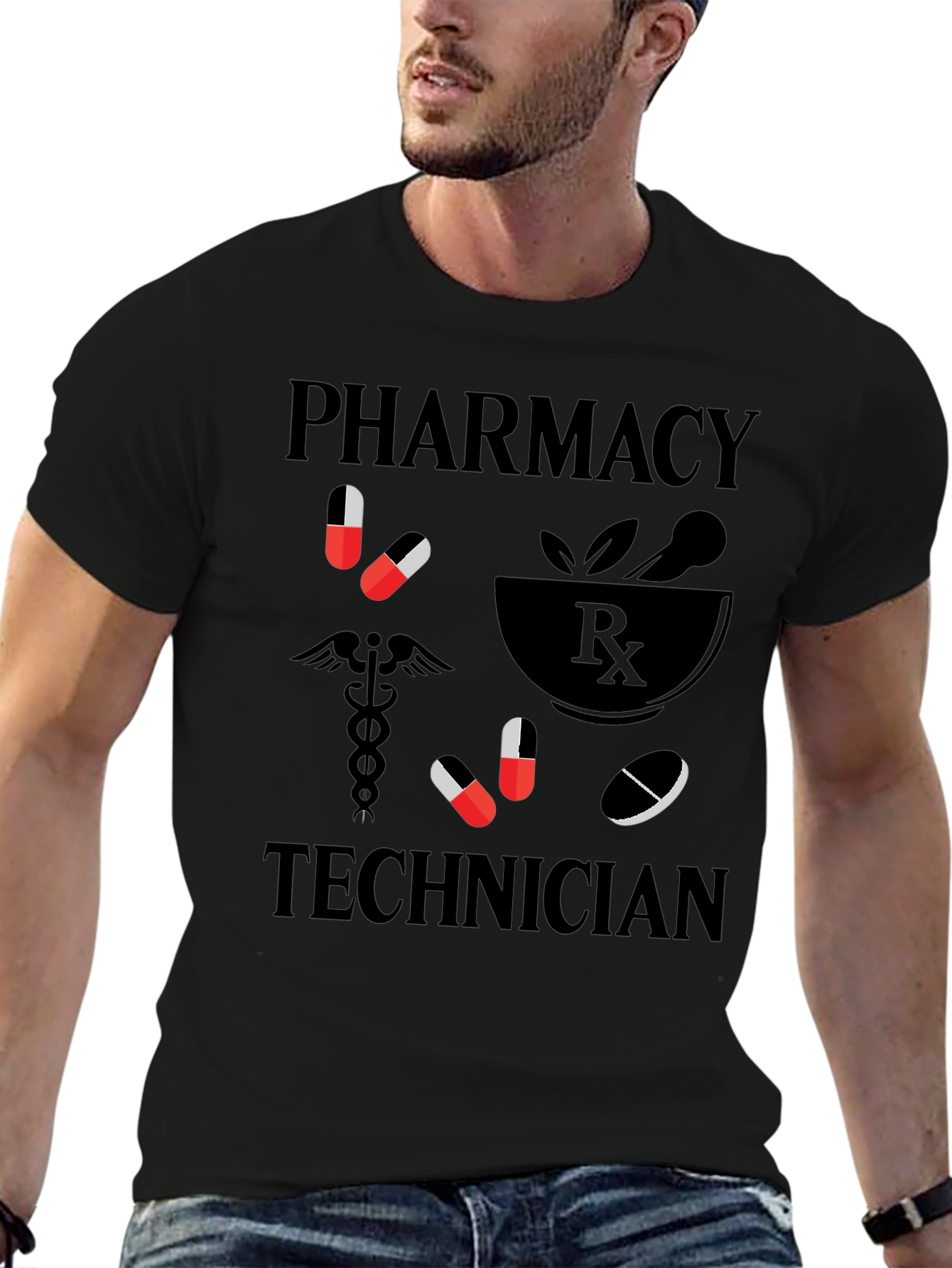 Black Pharmacy Technician Graphic Tee view 6