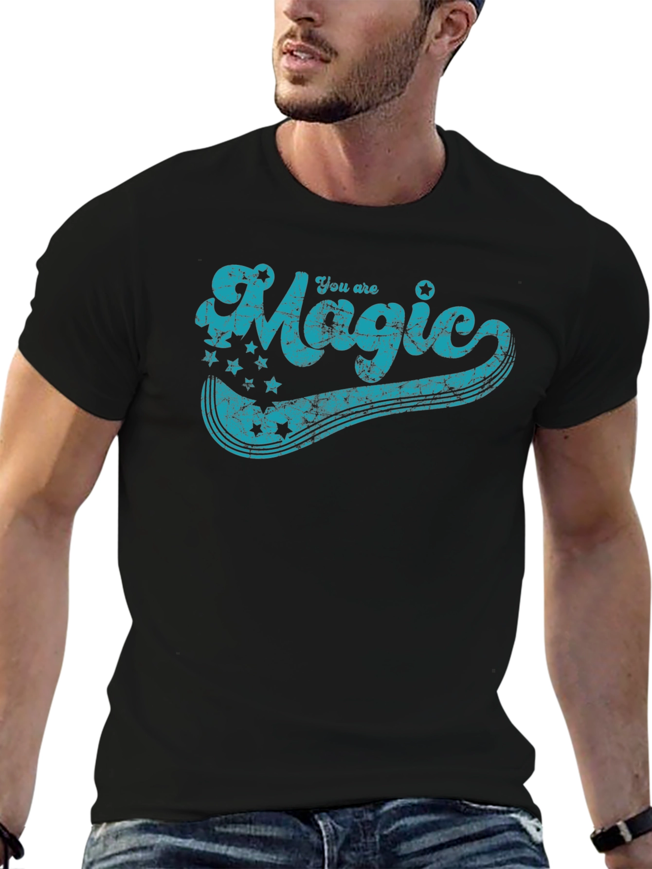 Black You Are Magic Graphic Tee - Vintage Style T-Shirt view 6