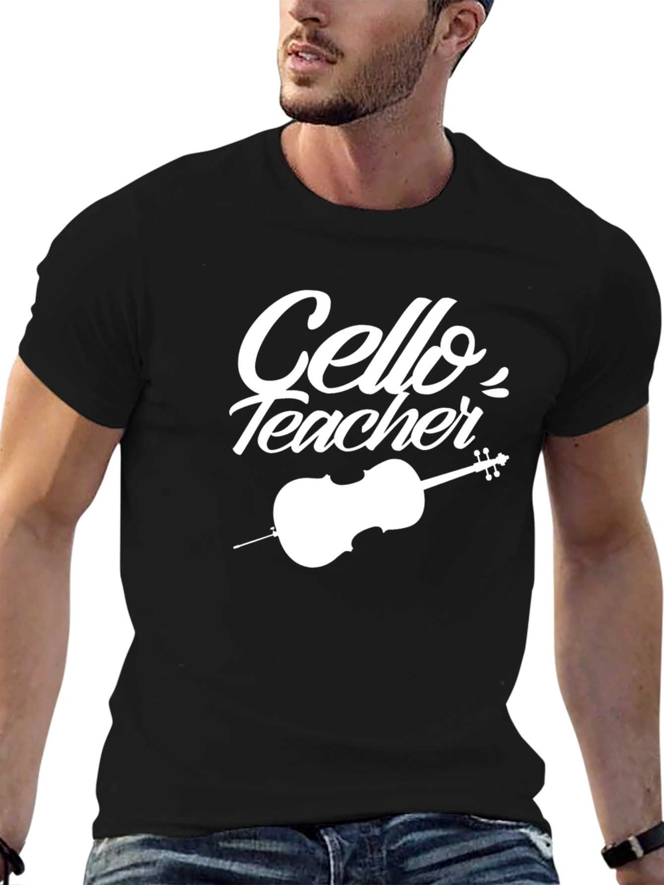 Black Cello Teacher T-Shirt - Musical Instructor Tee view 6