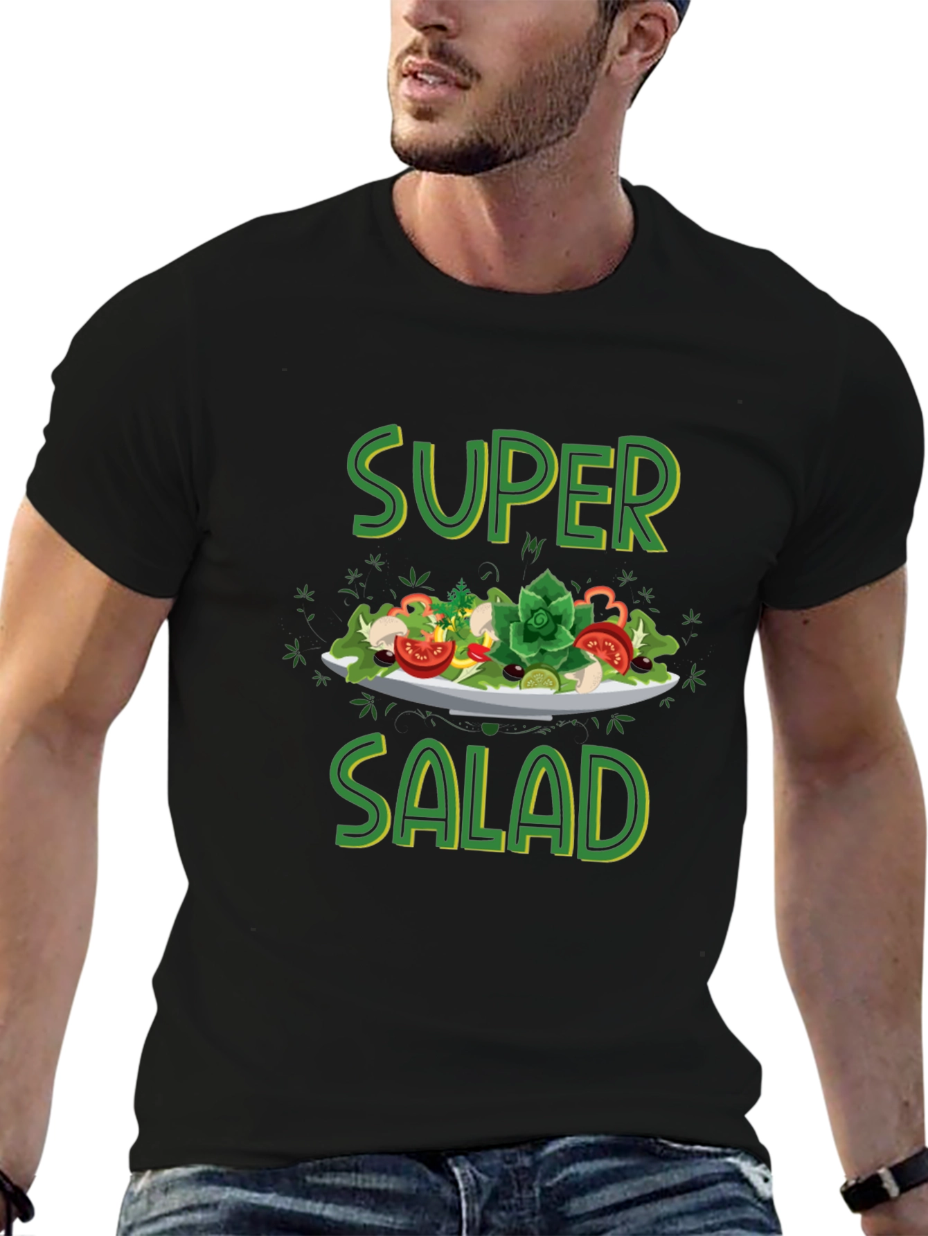 Black Super Salad T-Shirt | Black | Fun & Casual view 6