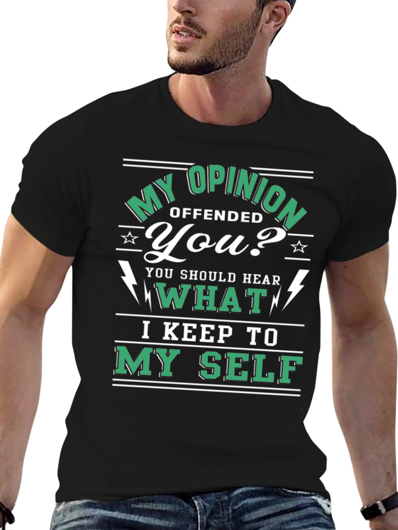 Black Opinionated Graphic T-Shirt - My Opinion Offended You? view 6