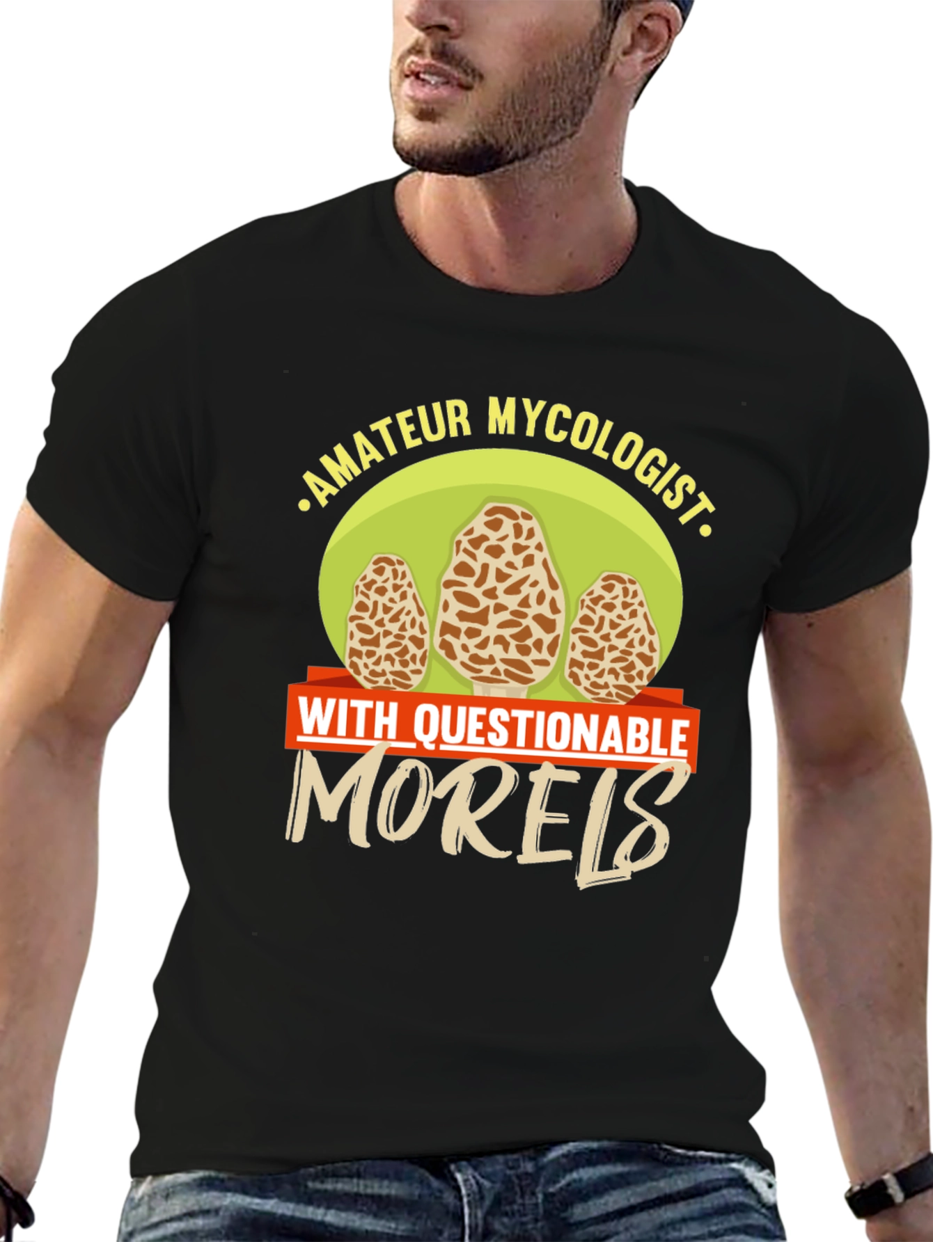 Black Amateur Mycologist Morels Funny T-Shirt view 6