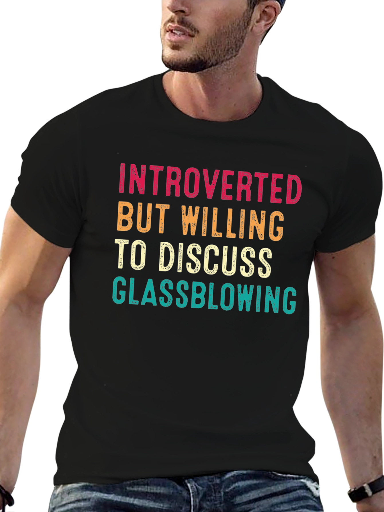 Black Introverted Glassblowing T-Shirt Funny Hobby Shirt view 6
