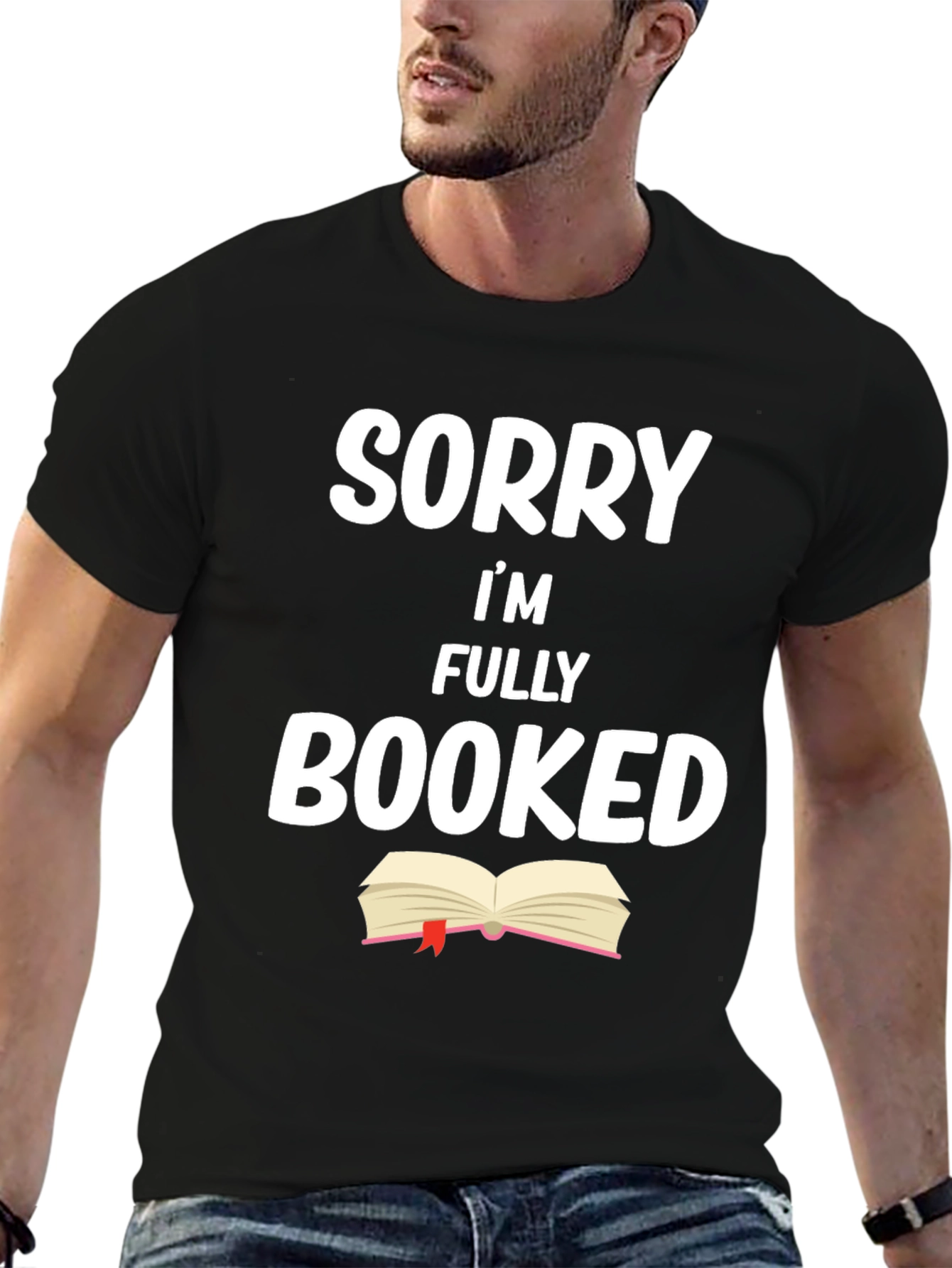 Black Sorry I'm Fully Booked T-Shirt - Book Lover Tee view 6