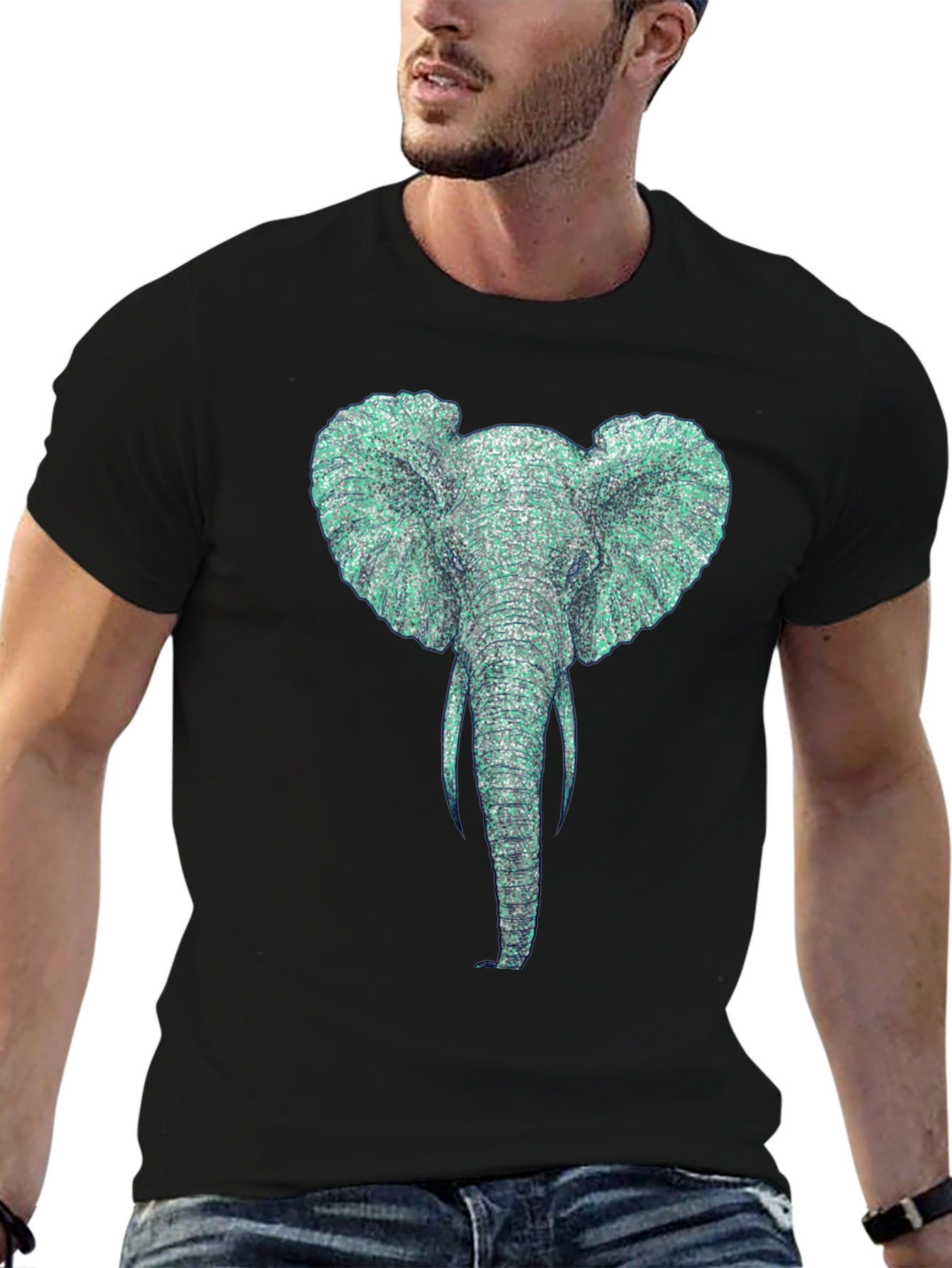 Black Elephant Graphic T-Shirt - Unique Design view 6