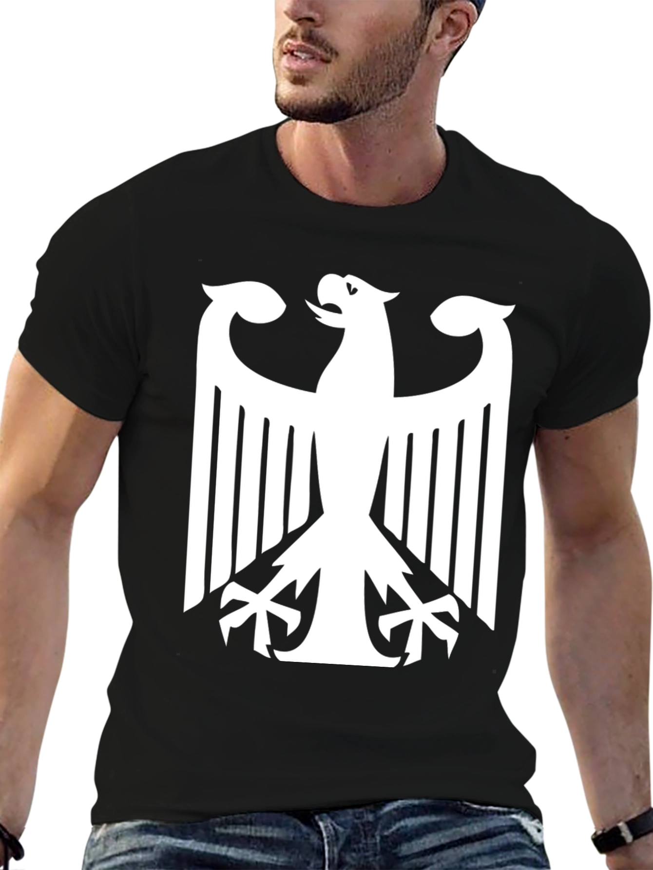 Black German Eagle Graphic Tee - Black Cotton Blend view 6