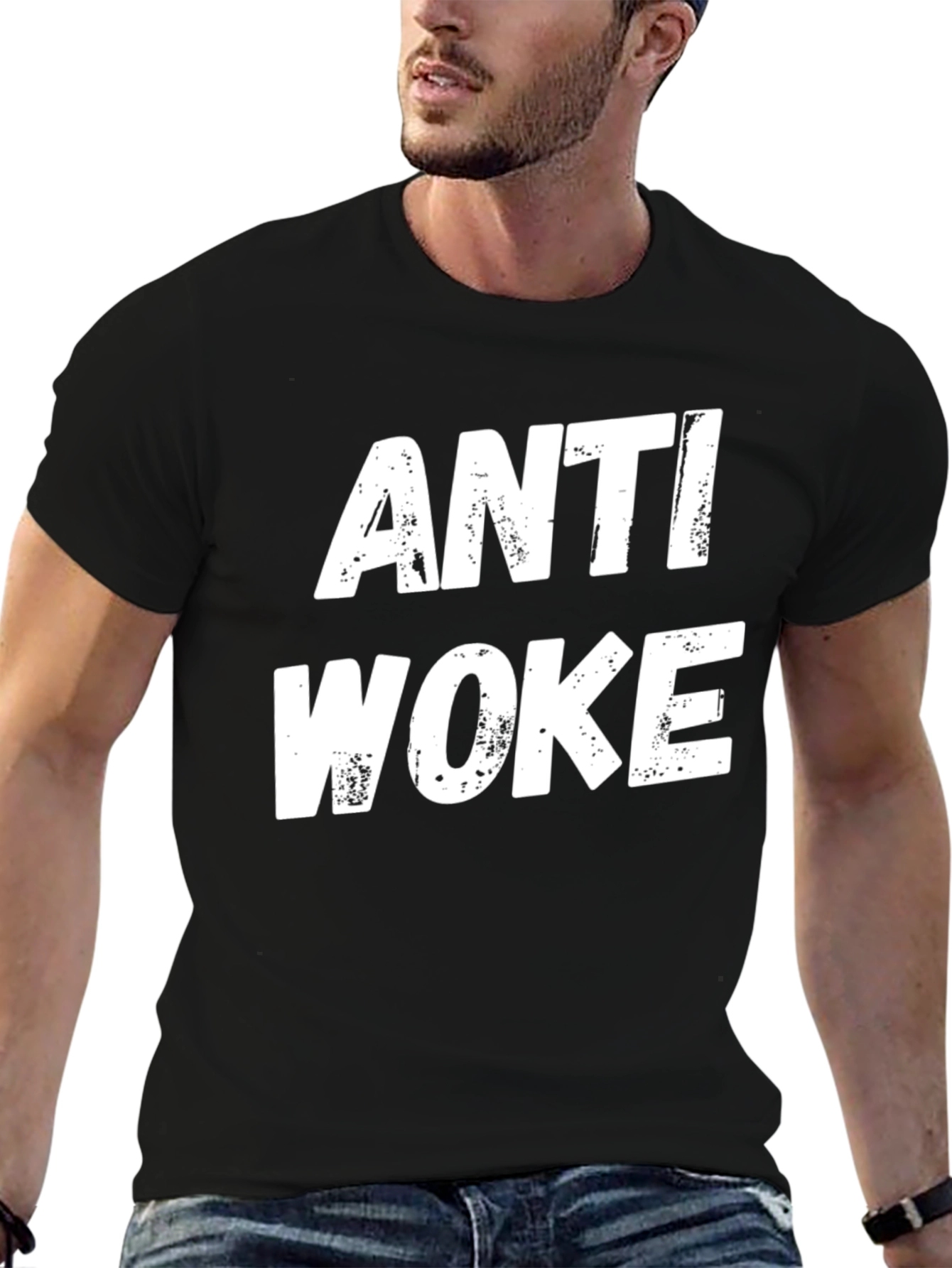 Black Anti Woke Graphic T-Shirt view 6