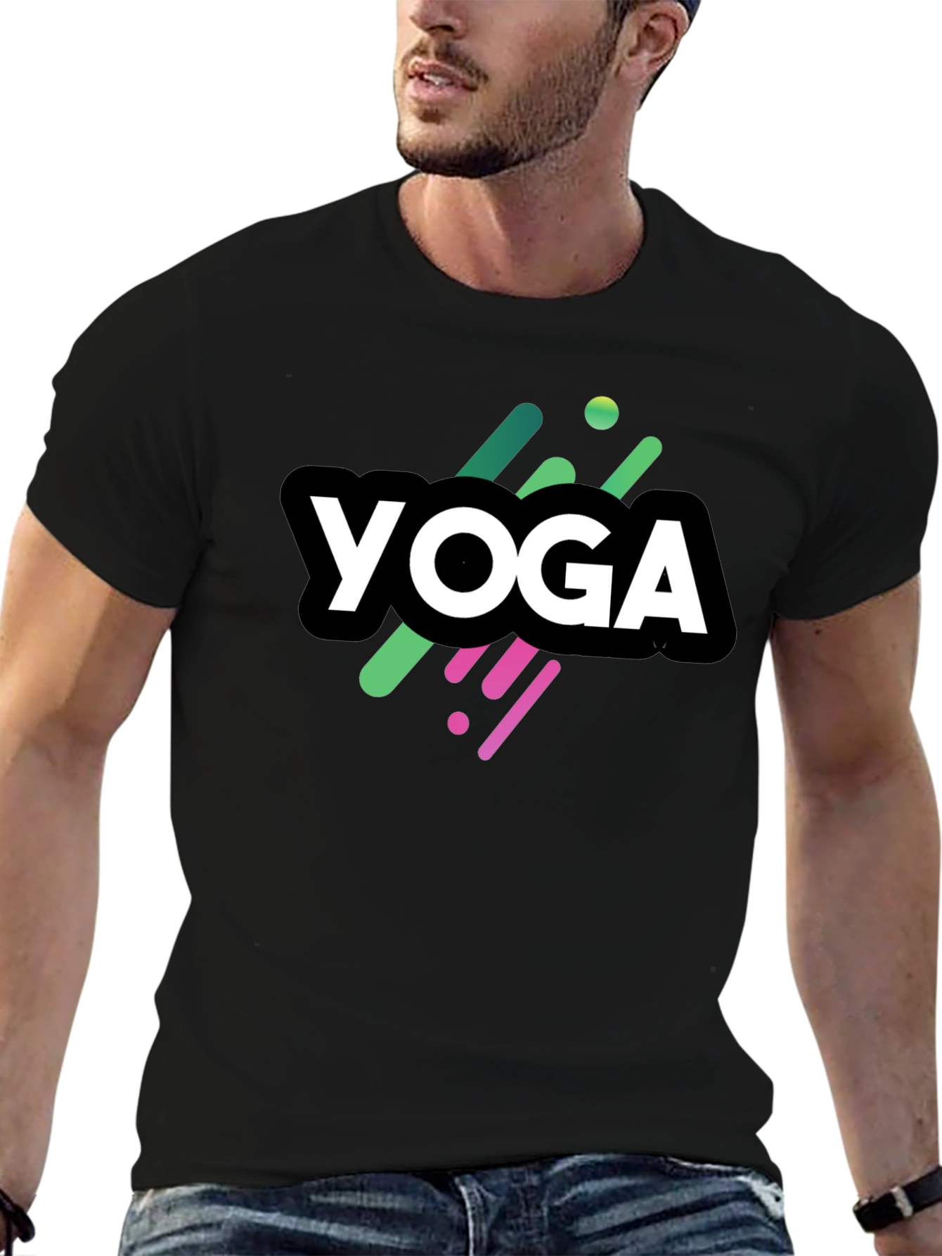 Black Yoga Graphic Black T-Shirt view 6