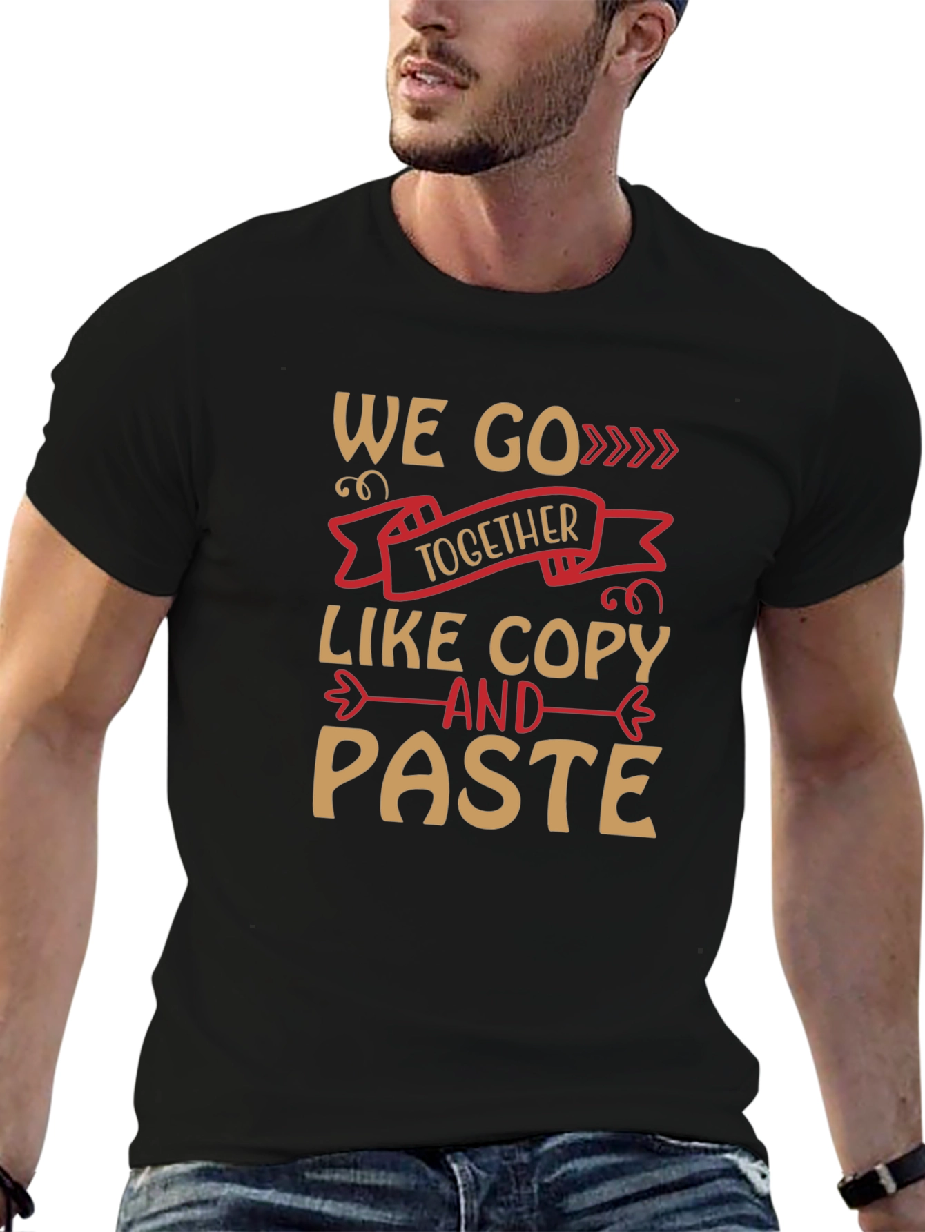Black Funny We Go Together Like Copy And Paste Black T-Shirt view 6