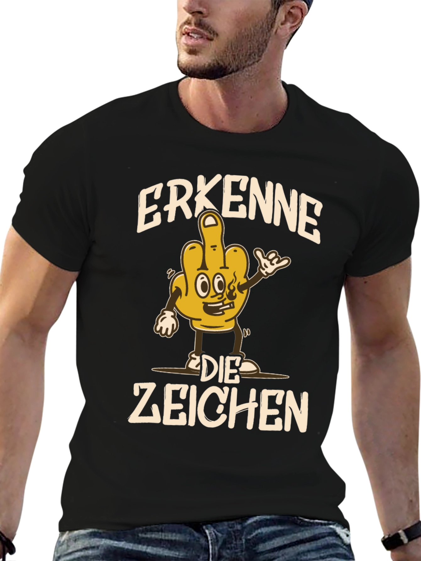 Black Erkenne Die Zeichen Graphic Tee view 6