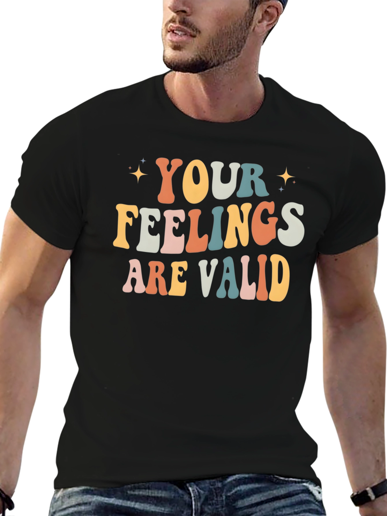 Black Your Feelings are Valid Graphic Tee view 6