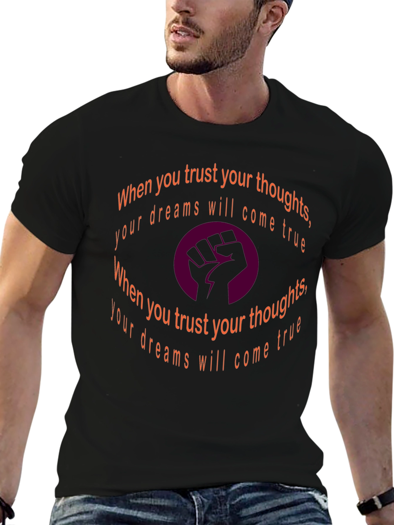 Black Trust Your Thoughts T-Shirt view 6