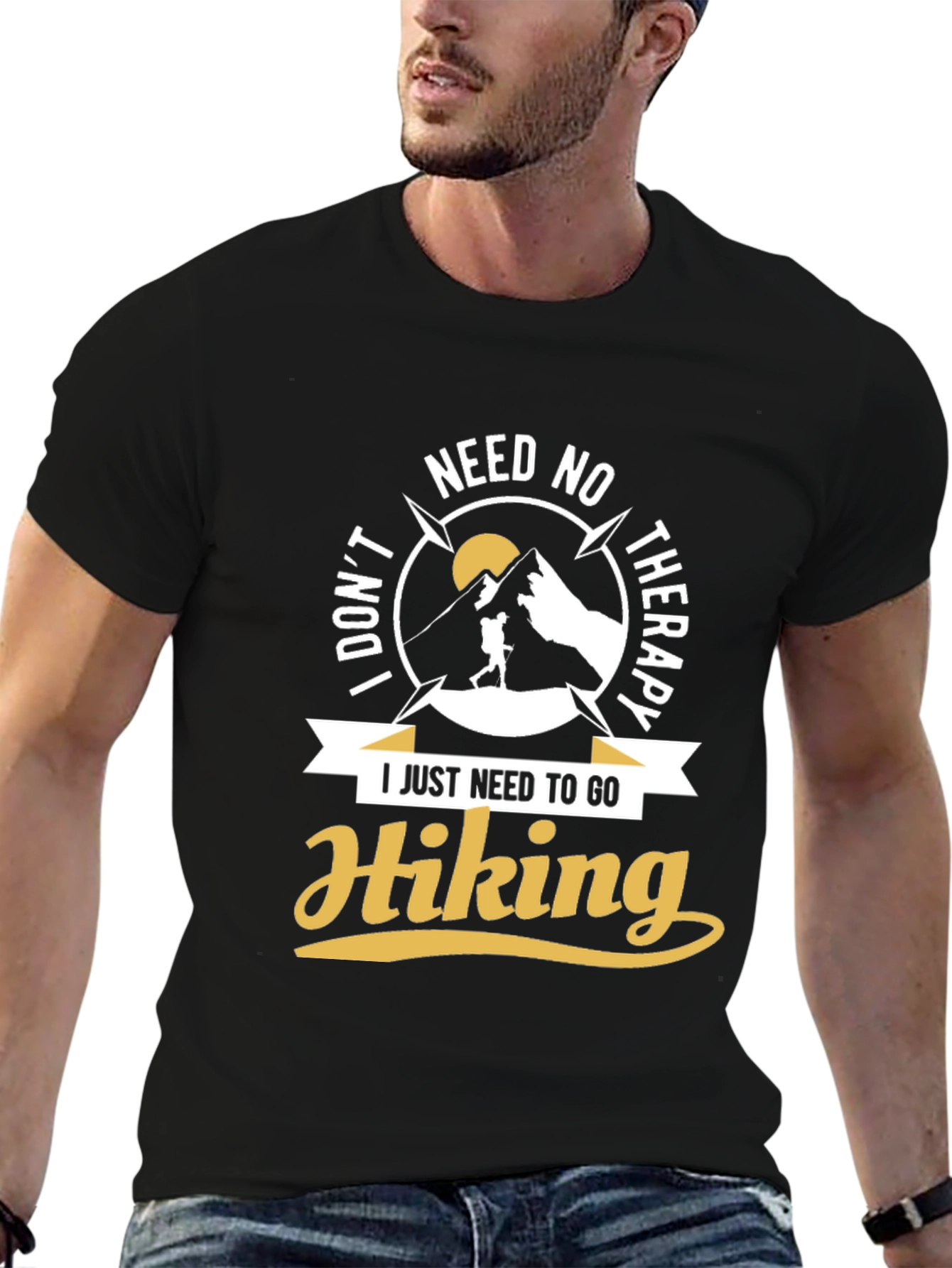Black Hiking Therapy T-Shirt view 6