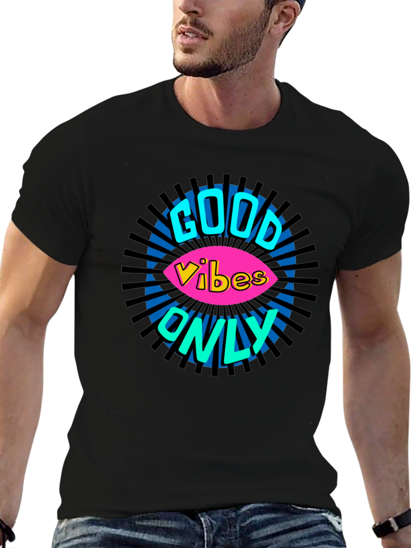 Black Good Vibes Only Graphic T-Shirt - Black view 6