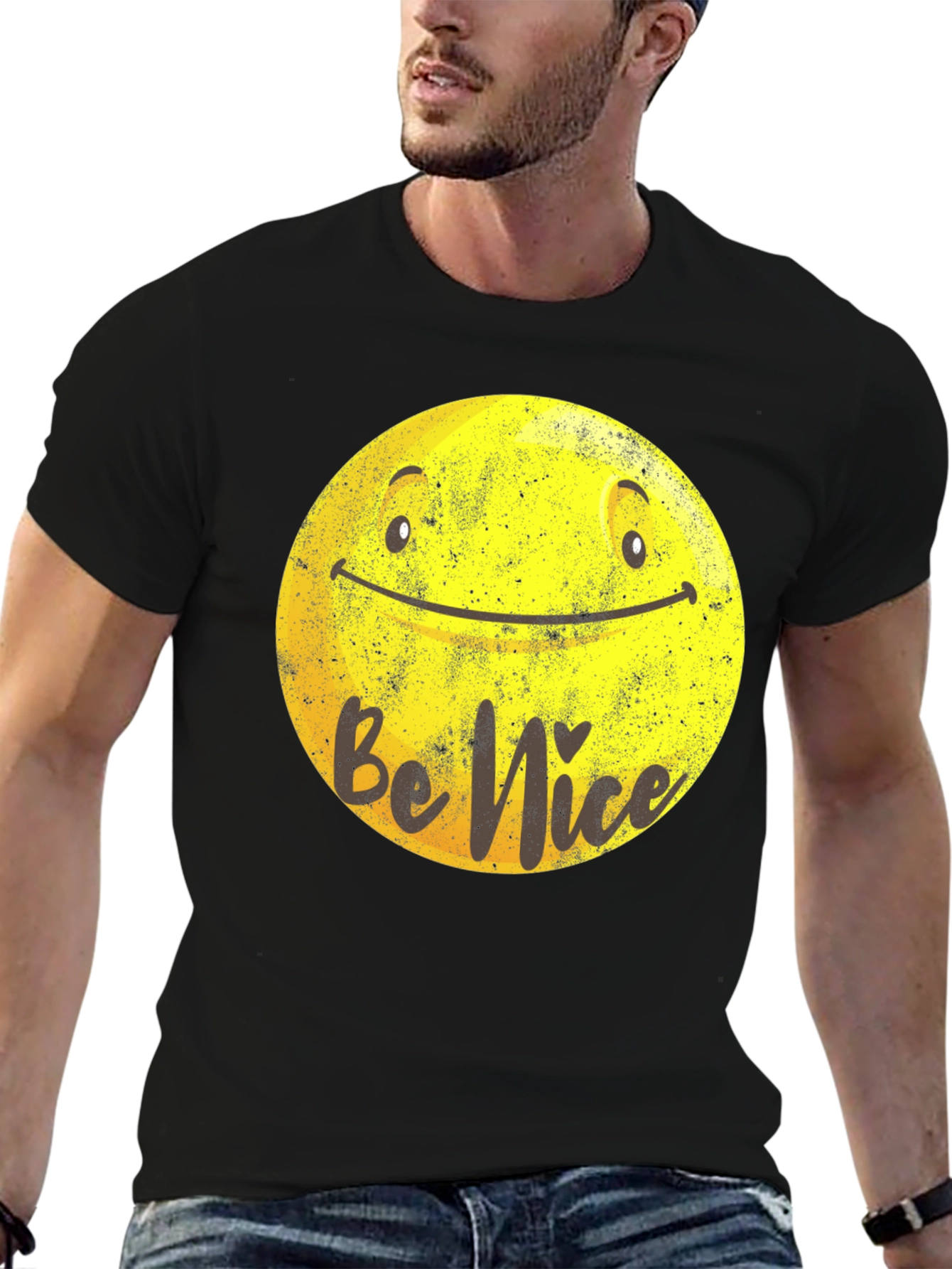 Black Be Nice Smiley Face Graphic T-Shirt view 6