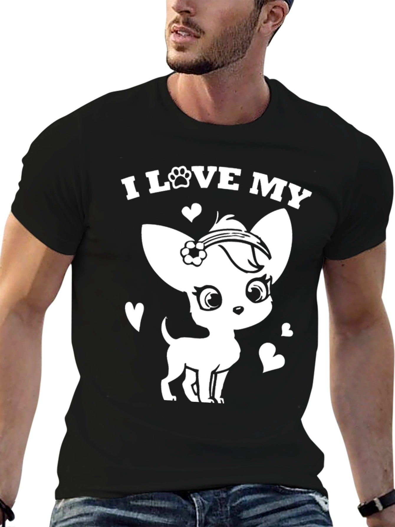 Black I Love My Chihuahua T-Shirt - Cute Dog Lover Tee view 6