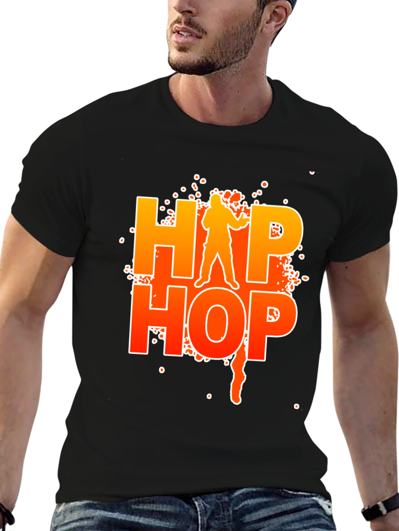 Black Hip Hop Graphic Black T-Shirt view 6