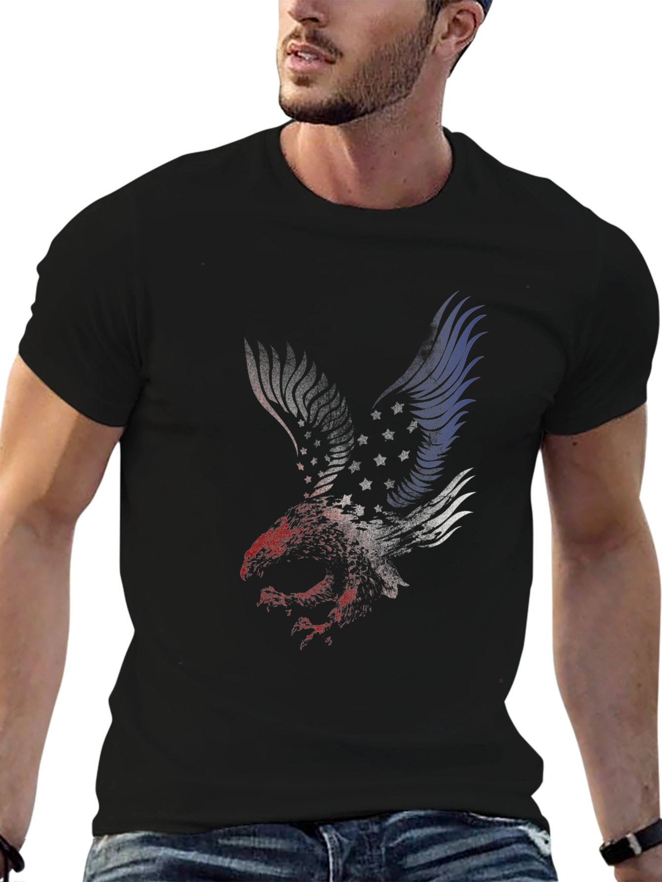 Black American Eagle Graphic Tee - Patriotic Style view 6