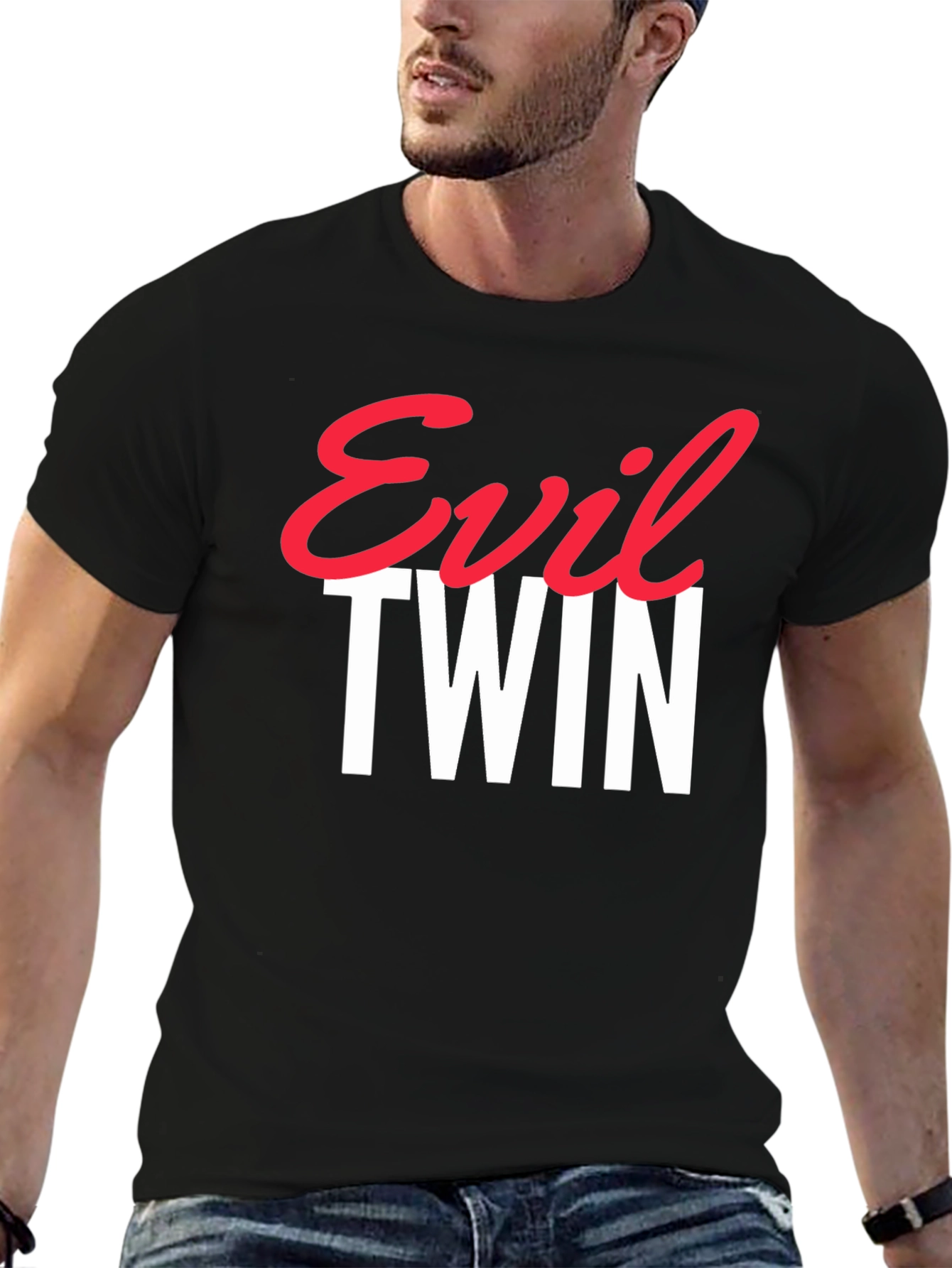 Black Evil Twin Graphic Tee - Trendy Statement T-Shirt view 6