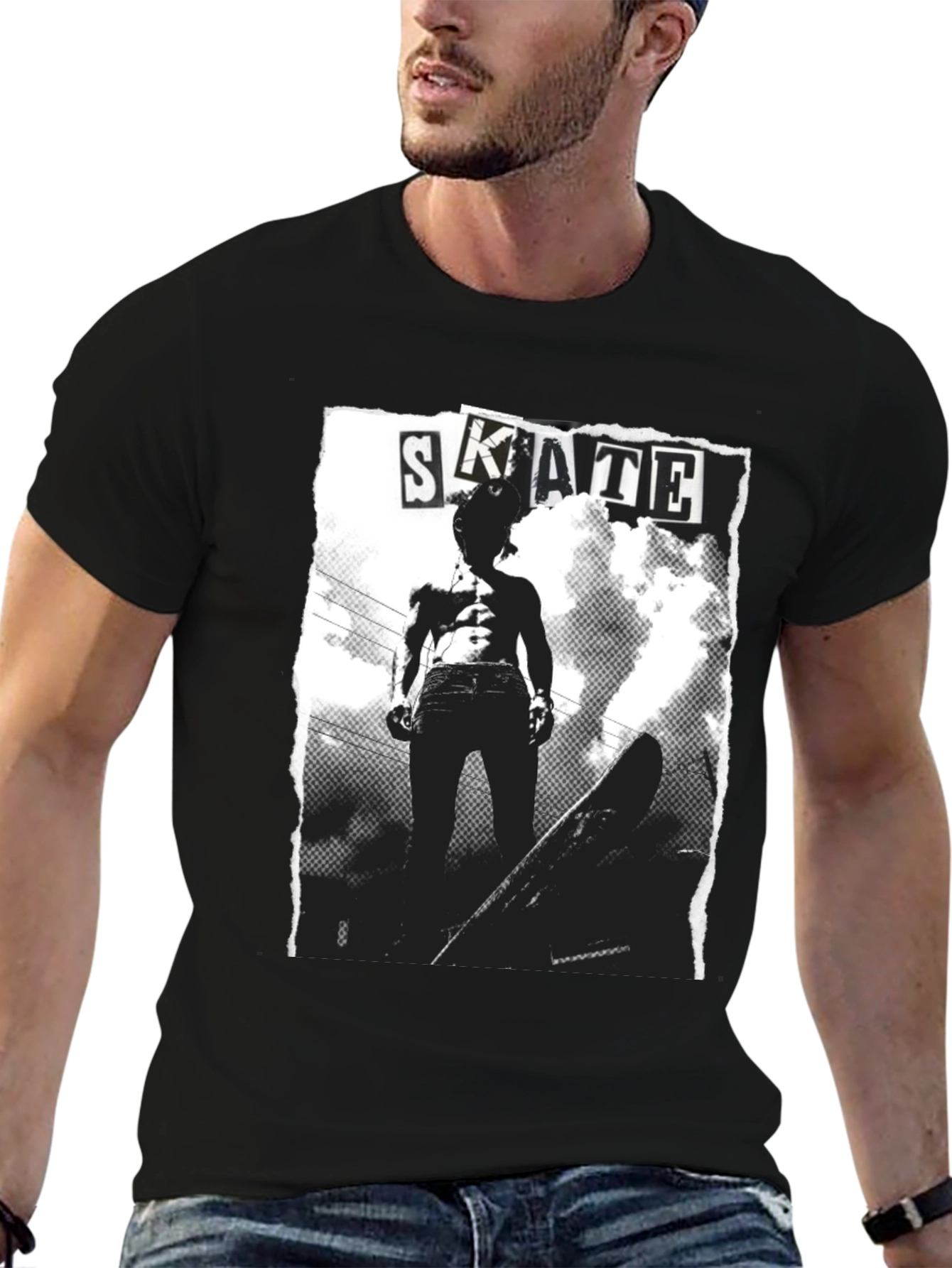 Black Skate Graphic T-Shirt - Black Cotton Tee view 6