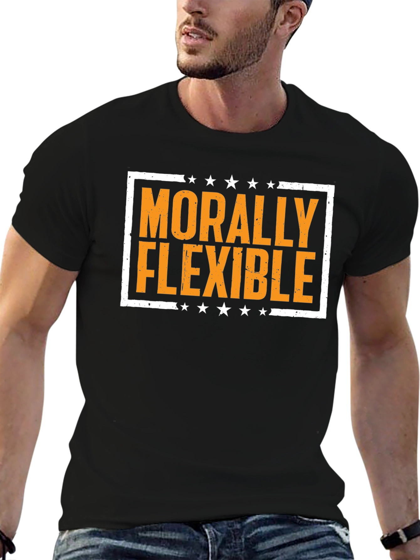 Black Morally Flexible Graphic Tee -  Funny T-Shirt view 6