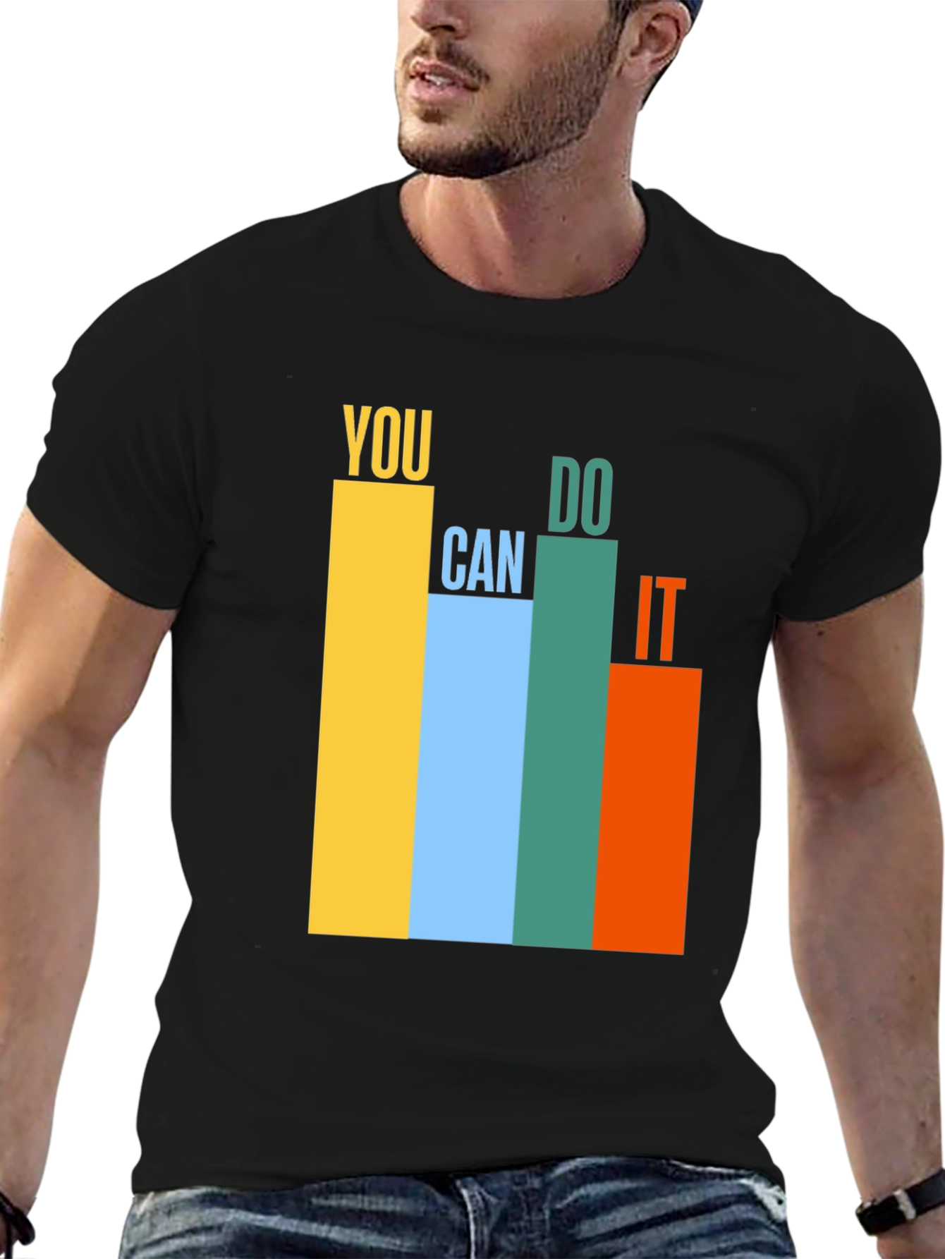 Black Motivational You Can Do It Graphic T-Shirt view 6