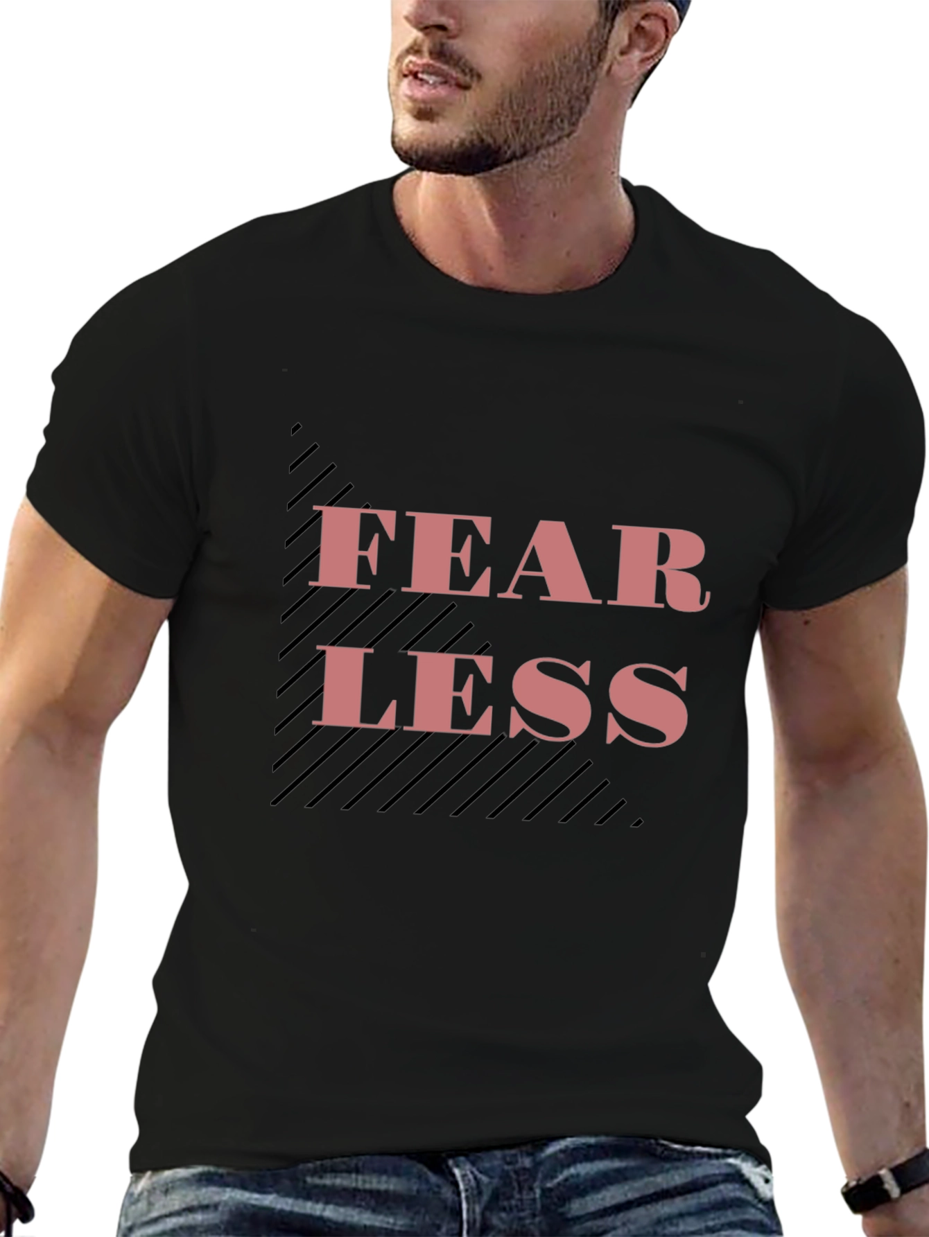 Black Fearless Graphic Tee - Black Cotton Blend view 6