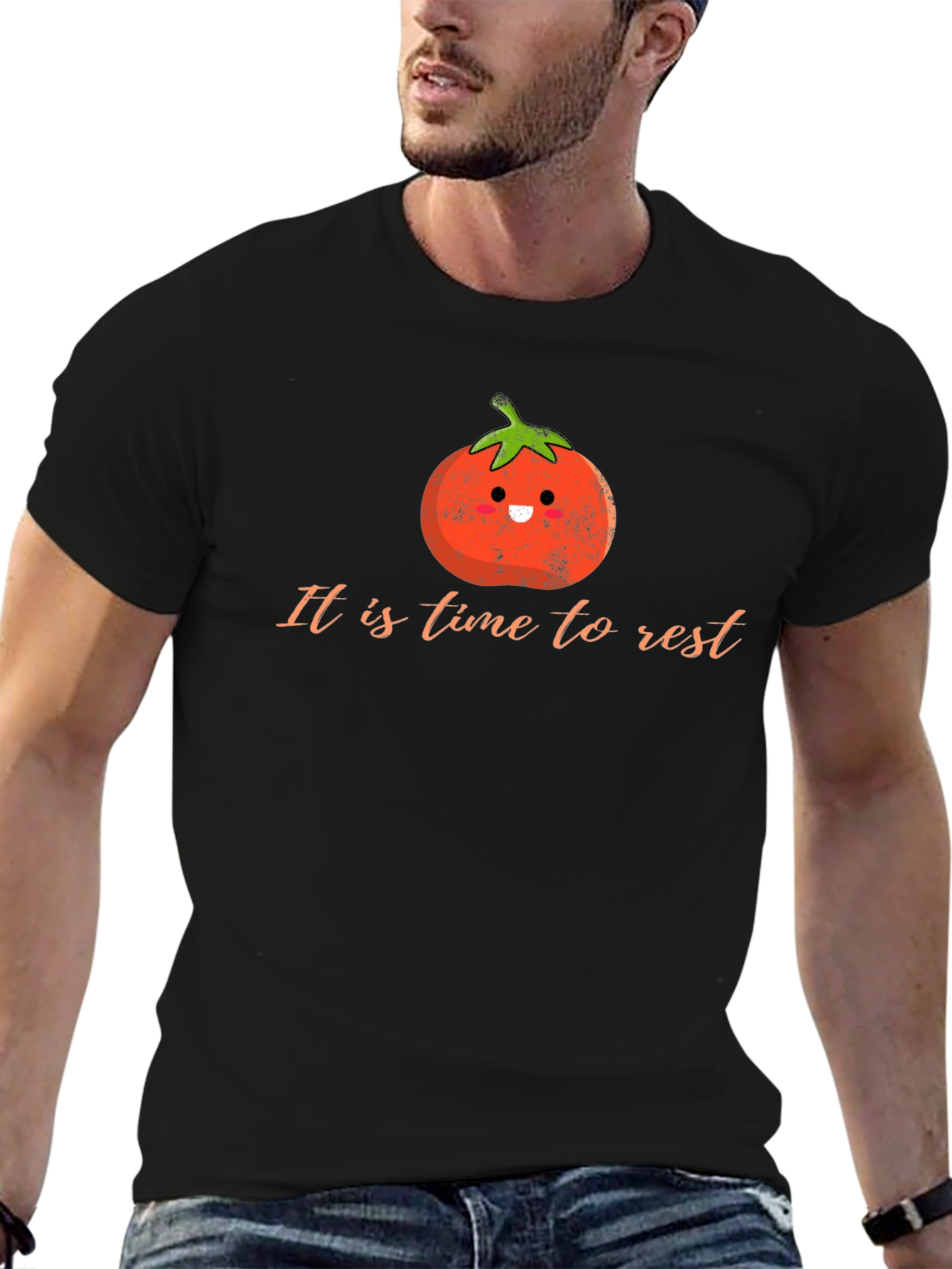 Black Tomato Rest T-Shirt - Funny Fruit Pun Tee view 6